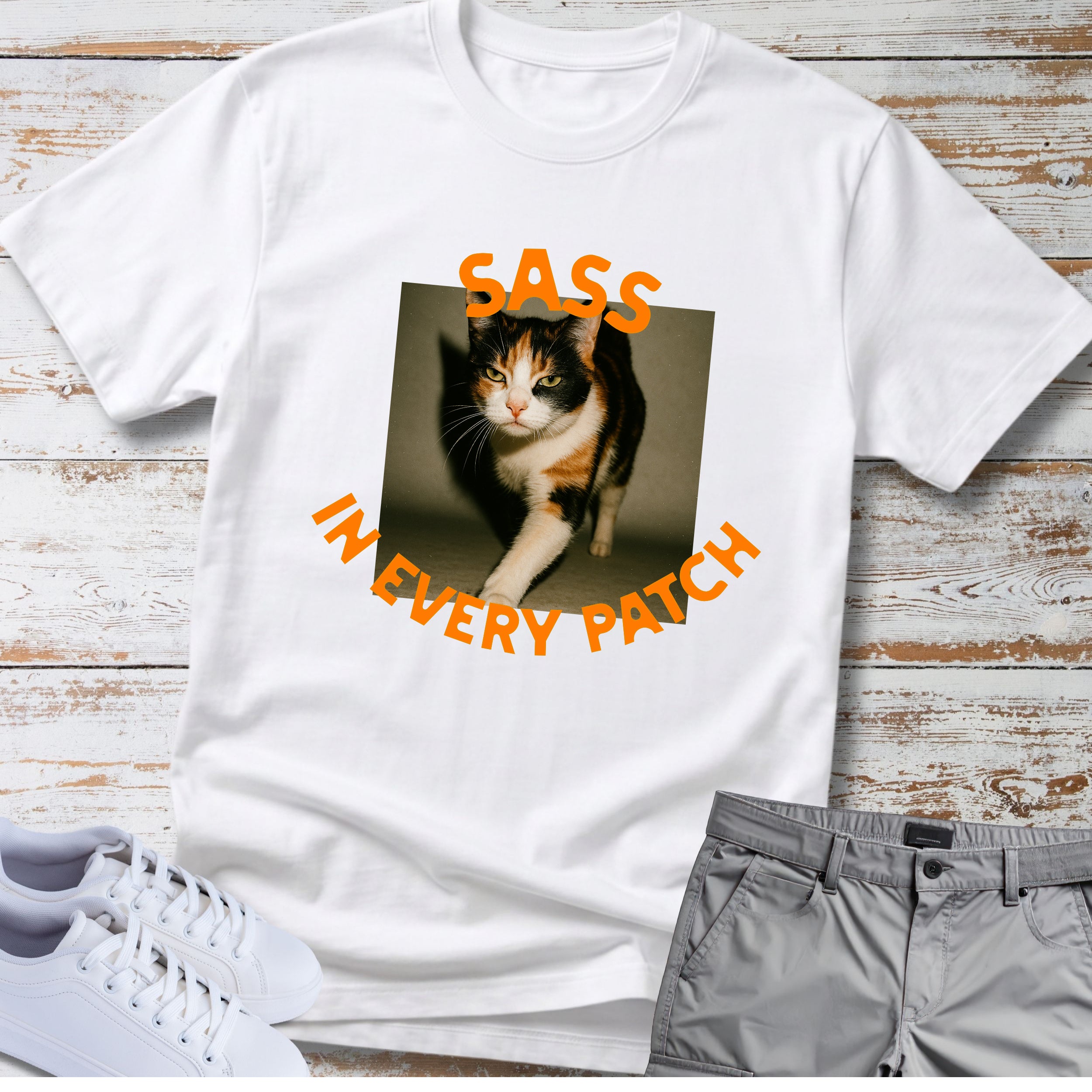 Cat "Sass in Every Patch" T-shirt