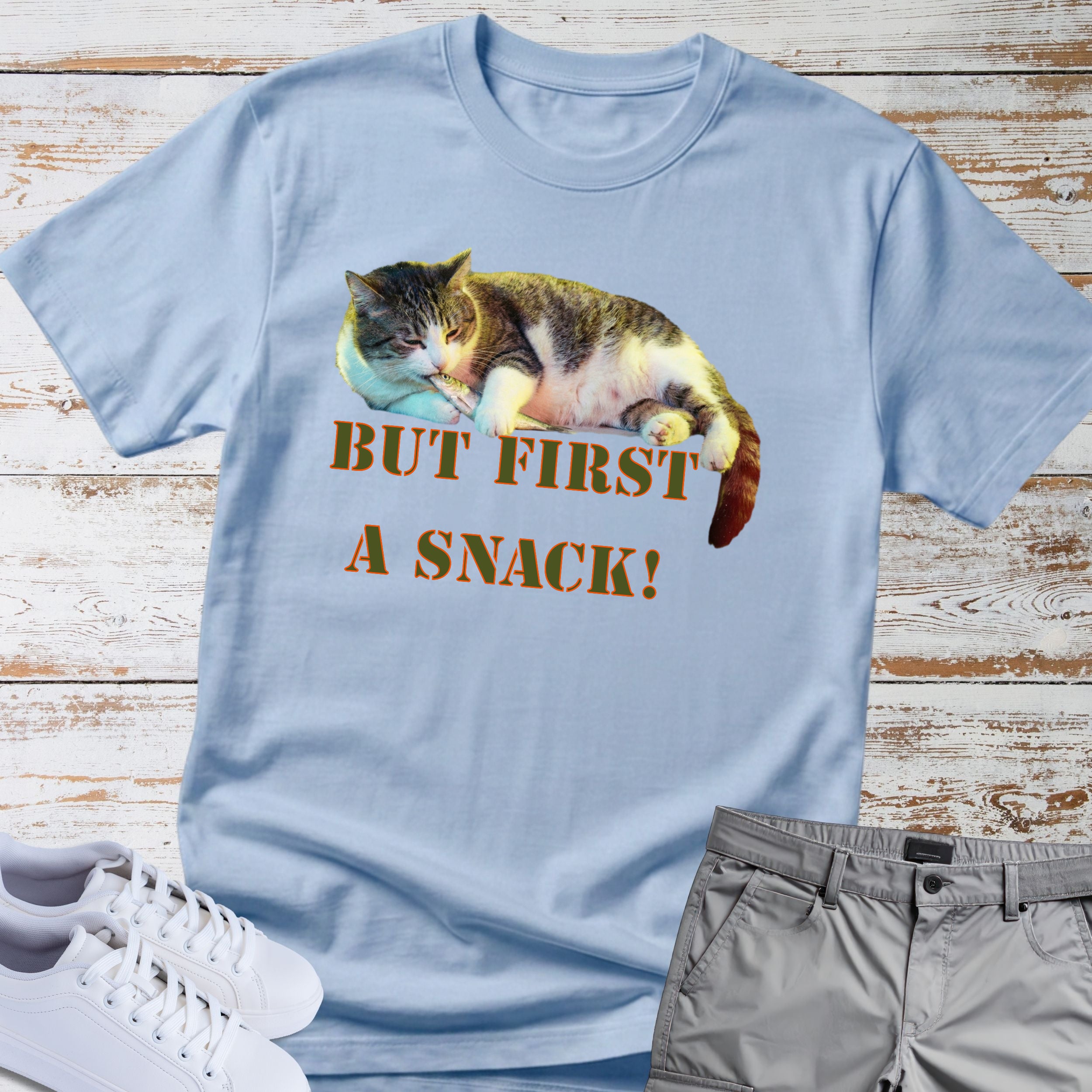 Cat "But First a Snack!" T-shirt