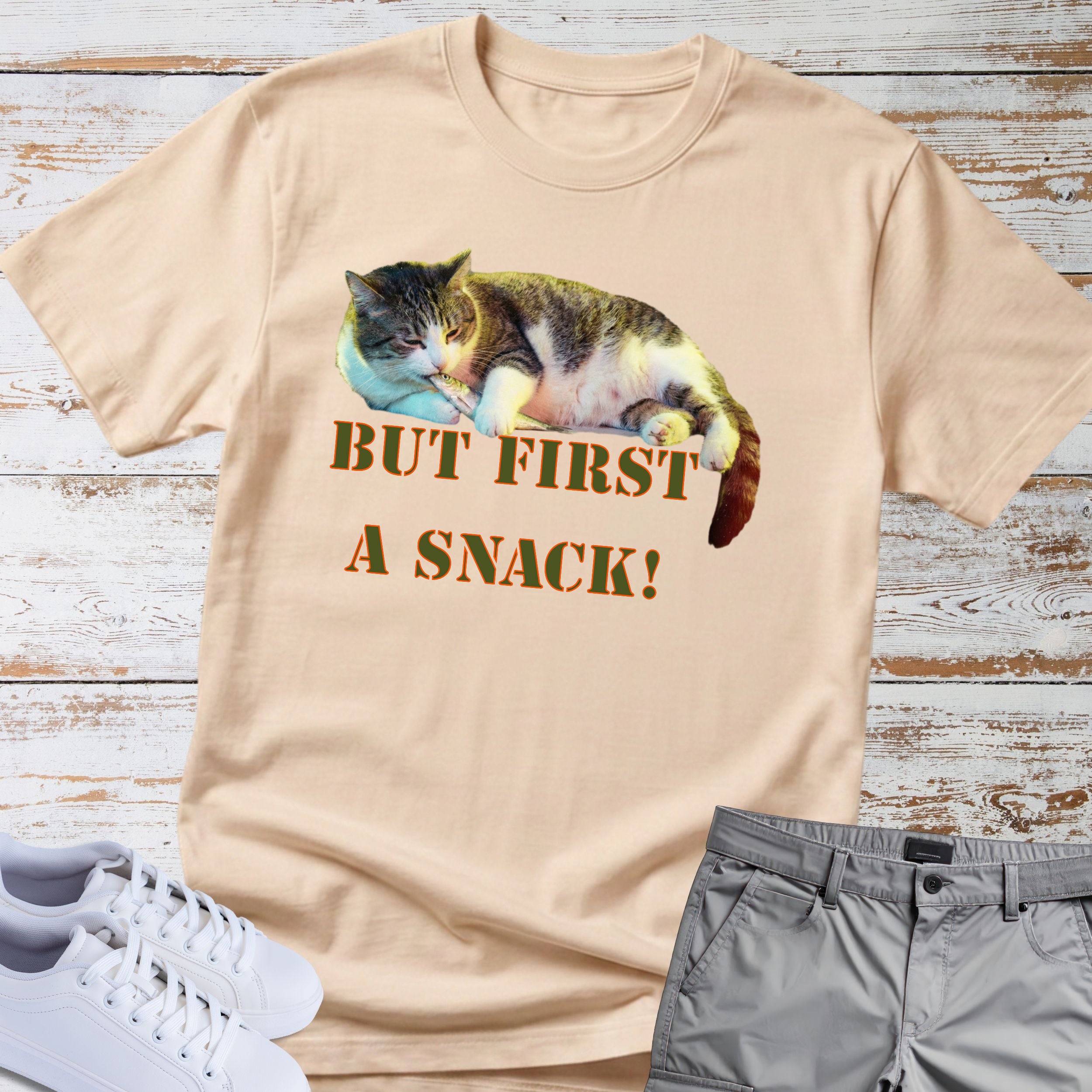 Cat "But First a Snack!" T-shirt