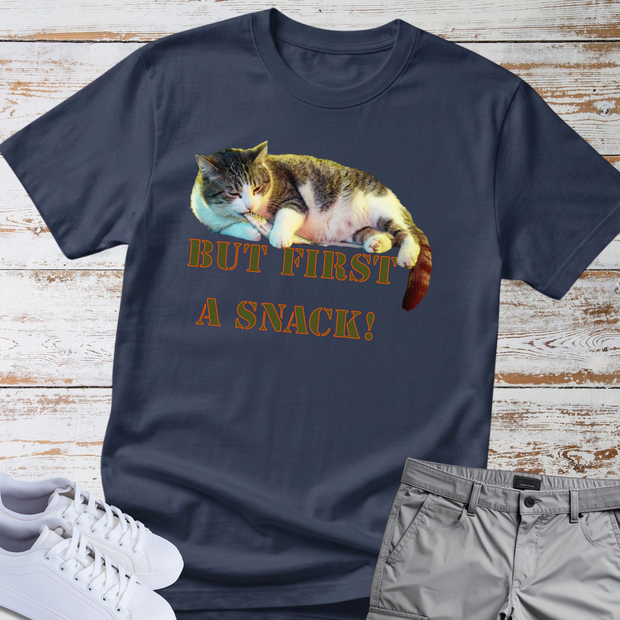 Cat "But First a Snack!" T-shirt