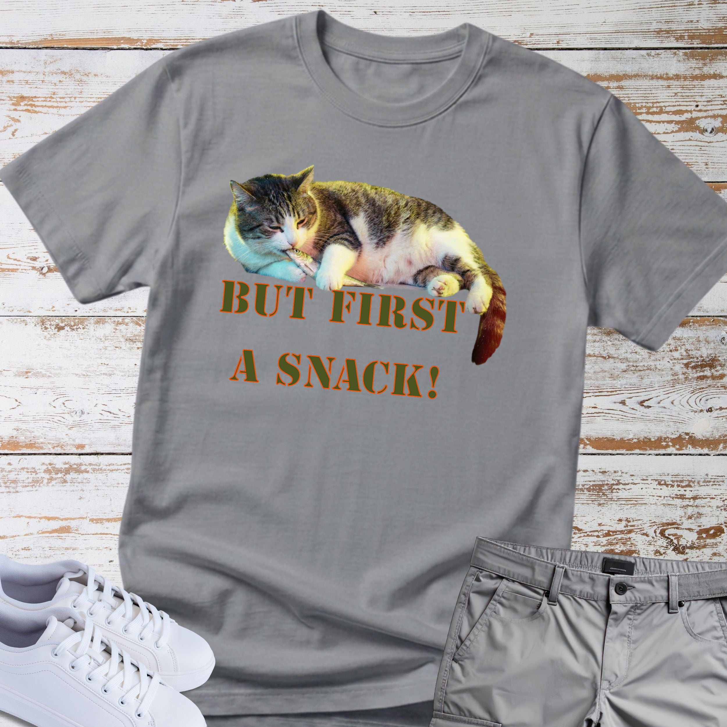 Cat "But First a Snack!" T-shirt