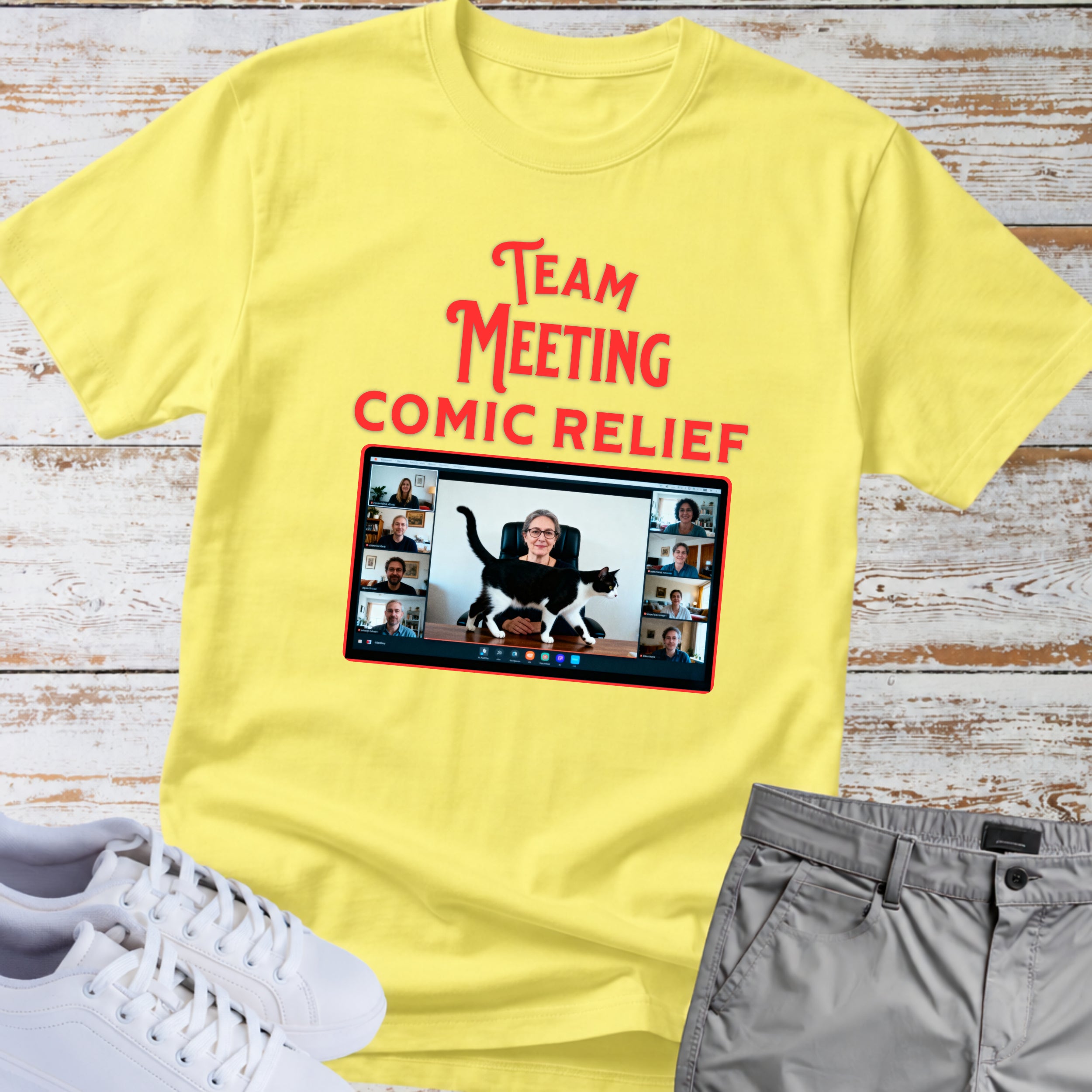 Zoom Meeting Cat Humor Tee