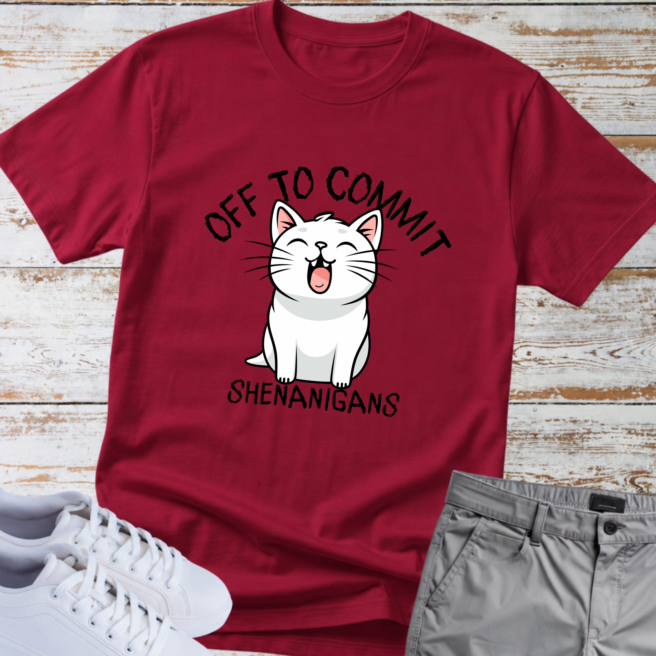 Cat Off to Commit Shenanigans T-Shirt