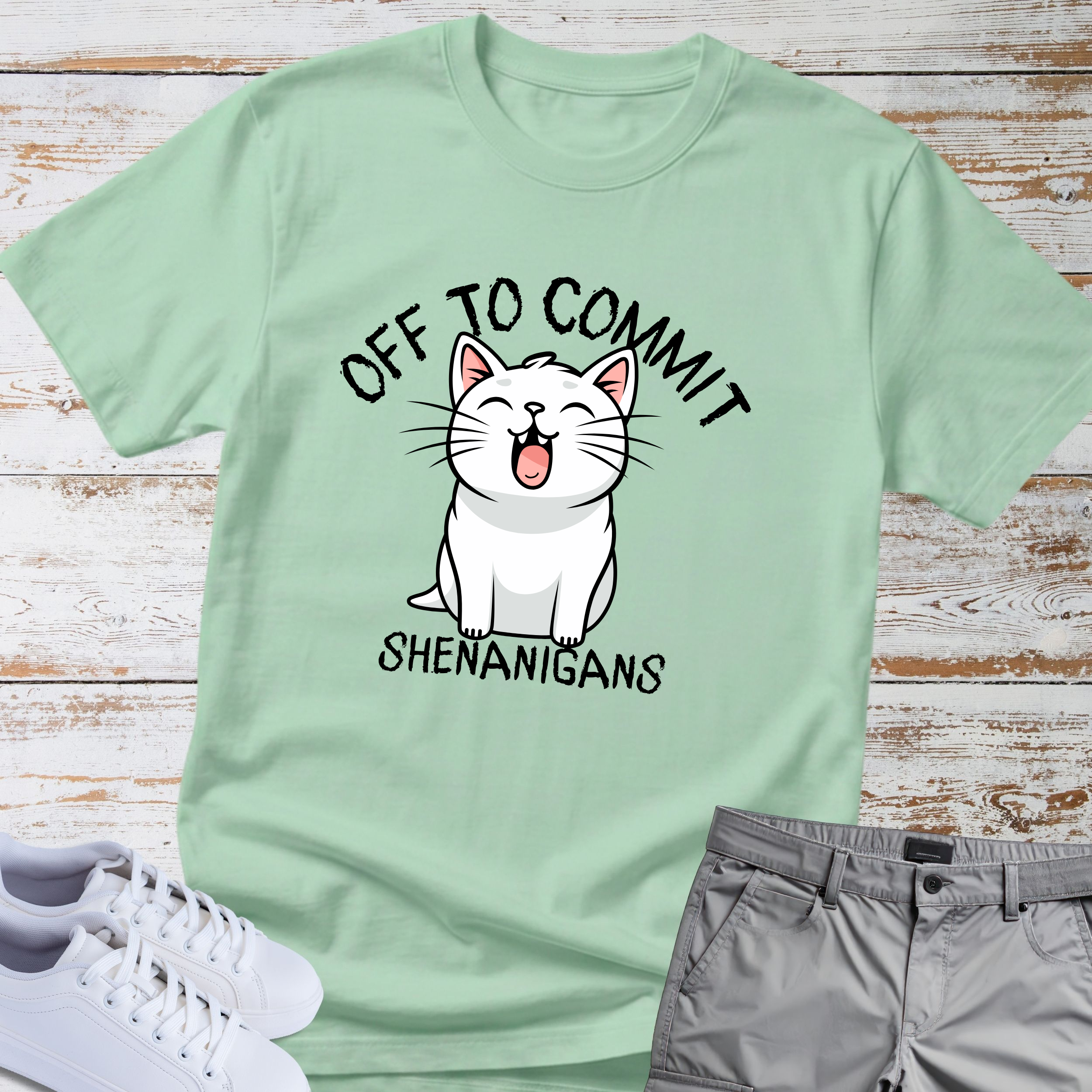 Cat Off to Commit Shenanigans T-Shirt