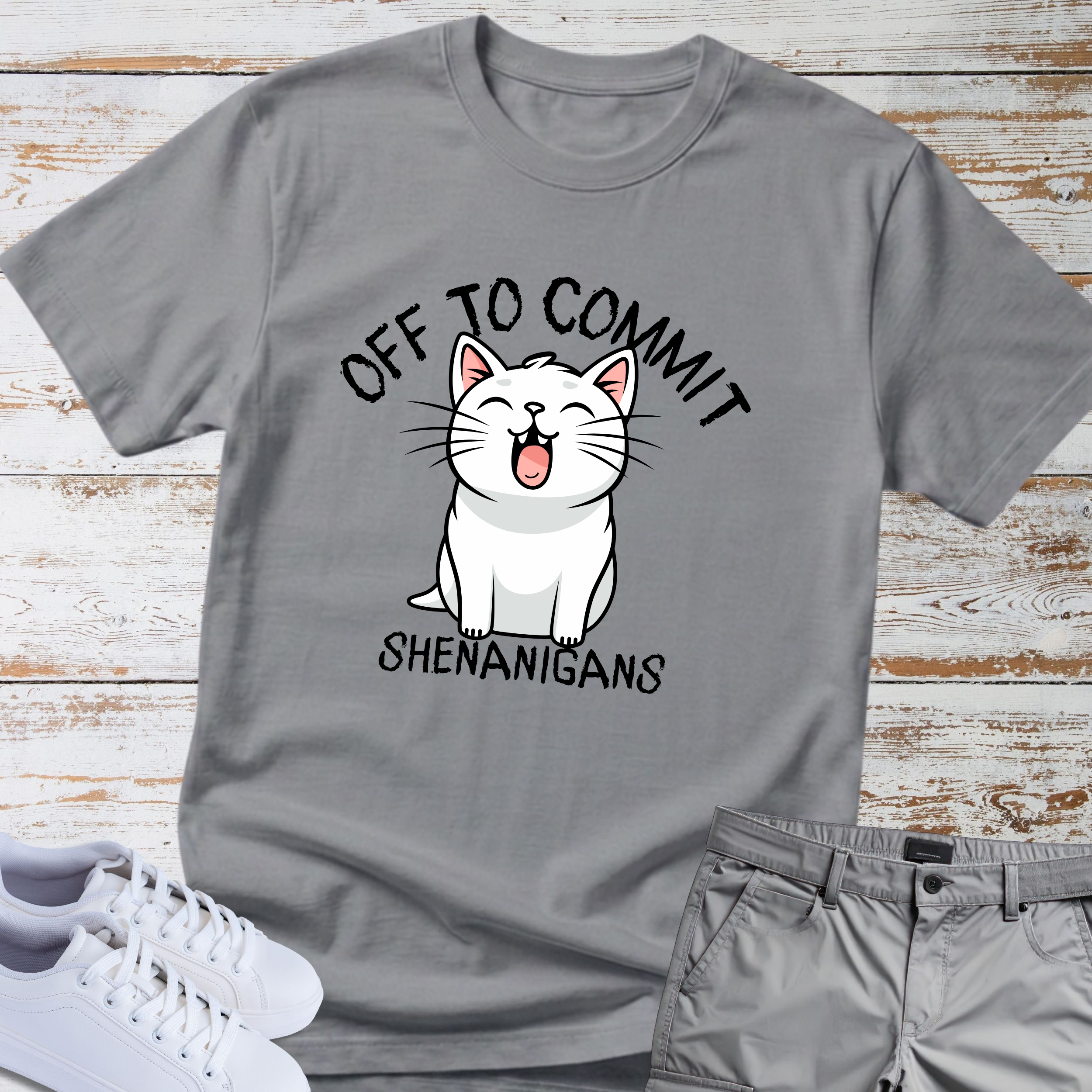 Cat Off to Commit Shenanigans T-Shirt