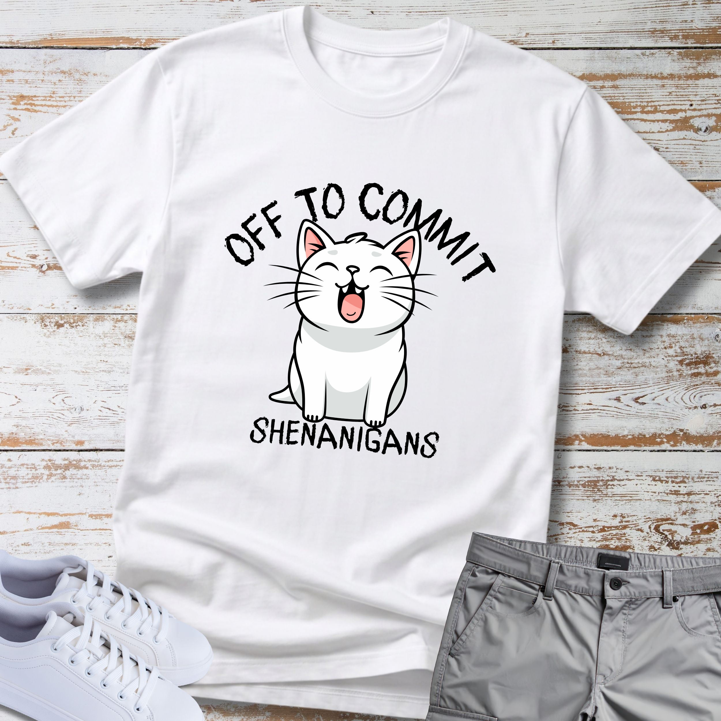 Cat Off to Commit Shenanigans T-Shirt