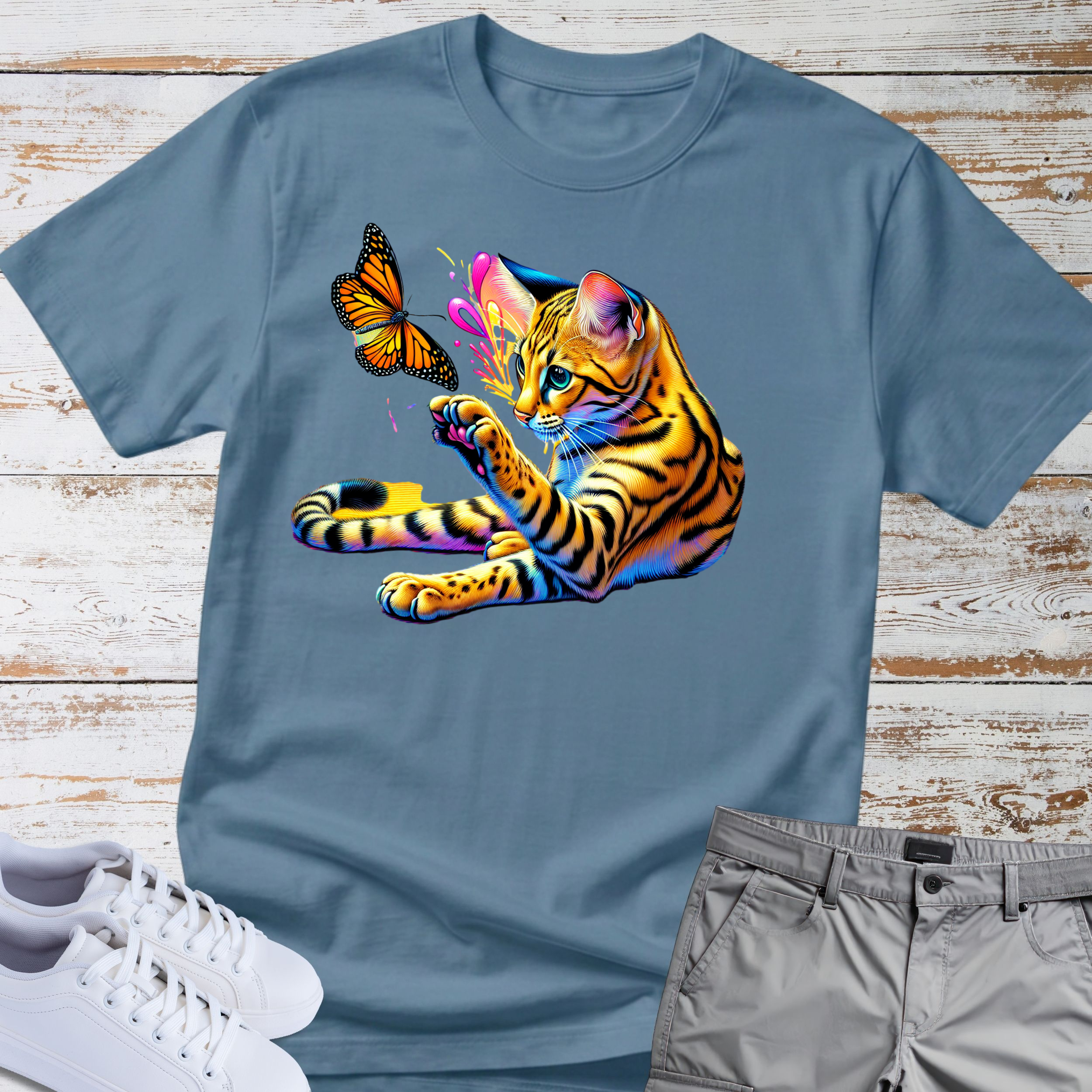 Bengal Cat & Butterfly T-Shirt