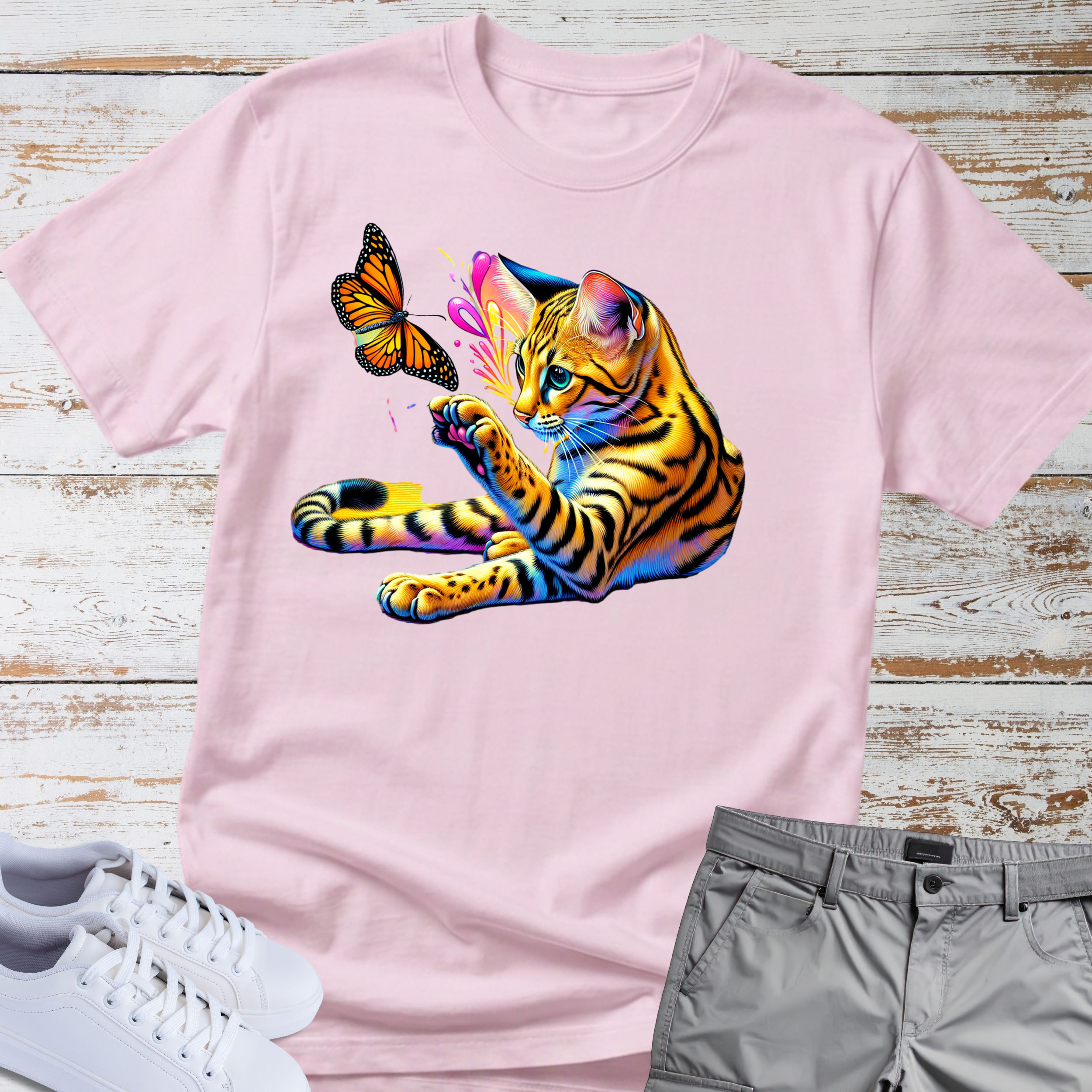 Bengal Cat & Butterfly T-Shirt