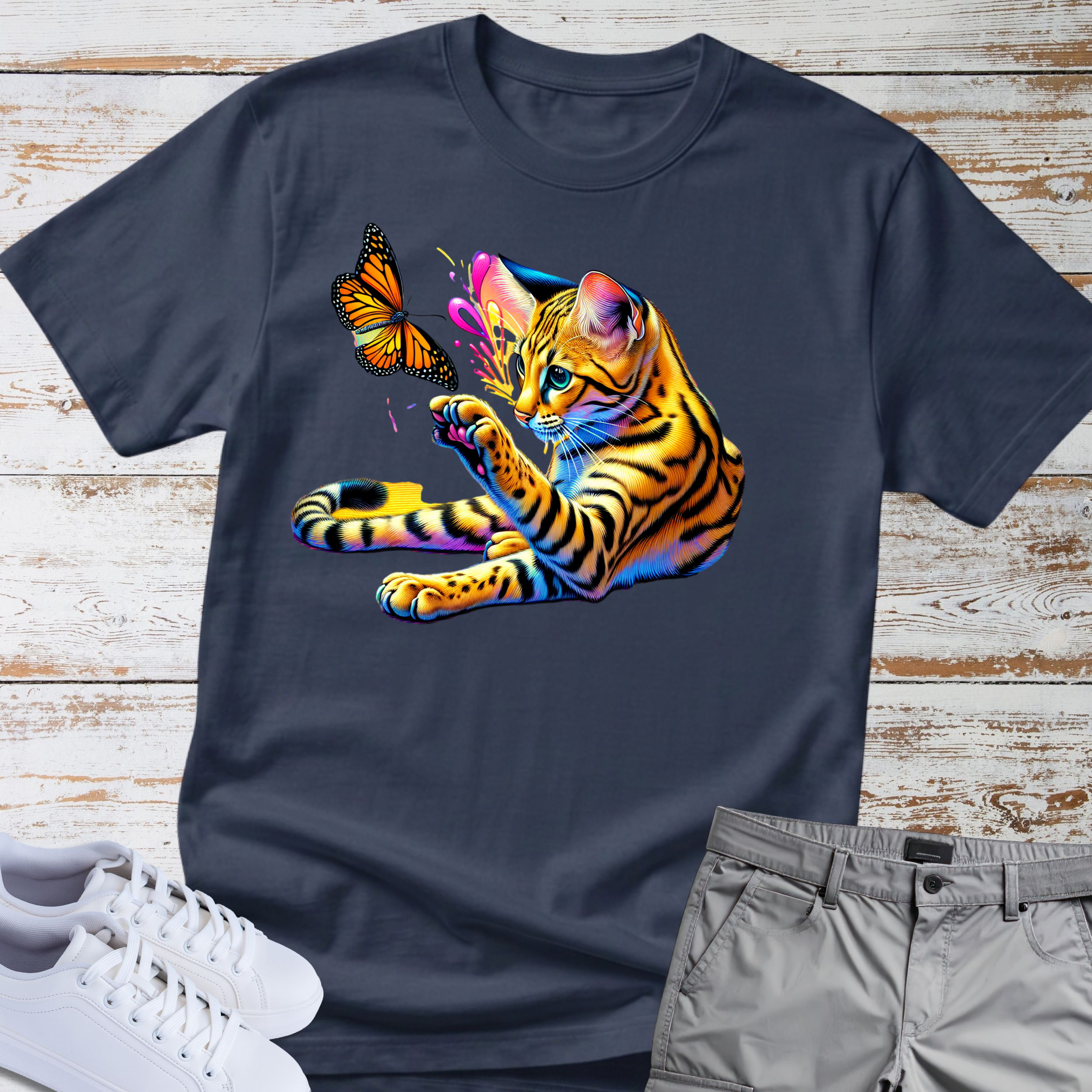 Bengal Cat & Butterfly T-Shirt
