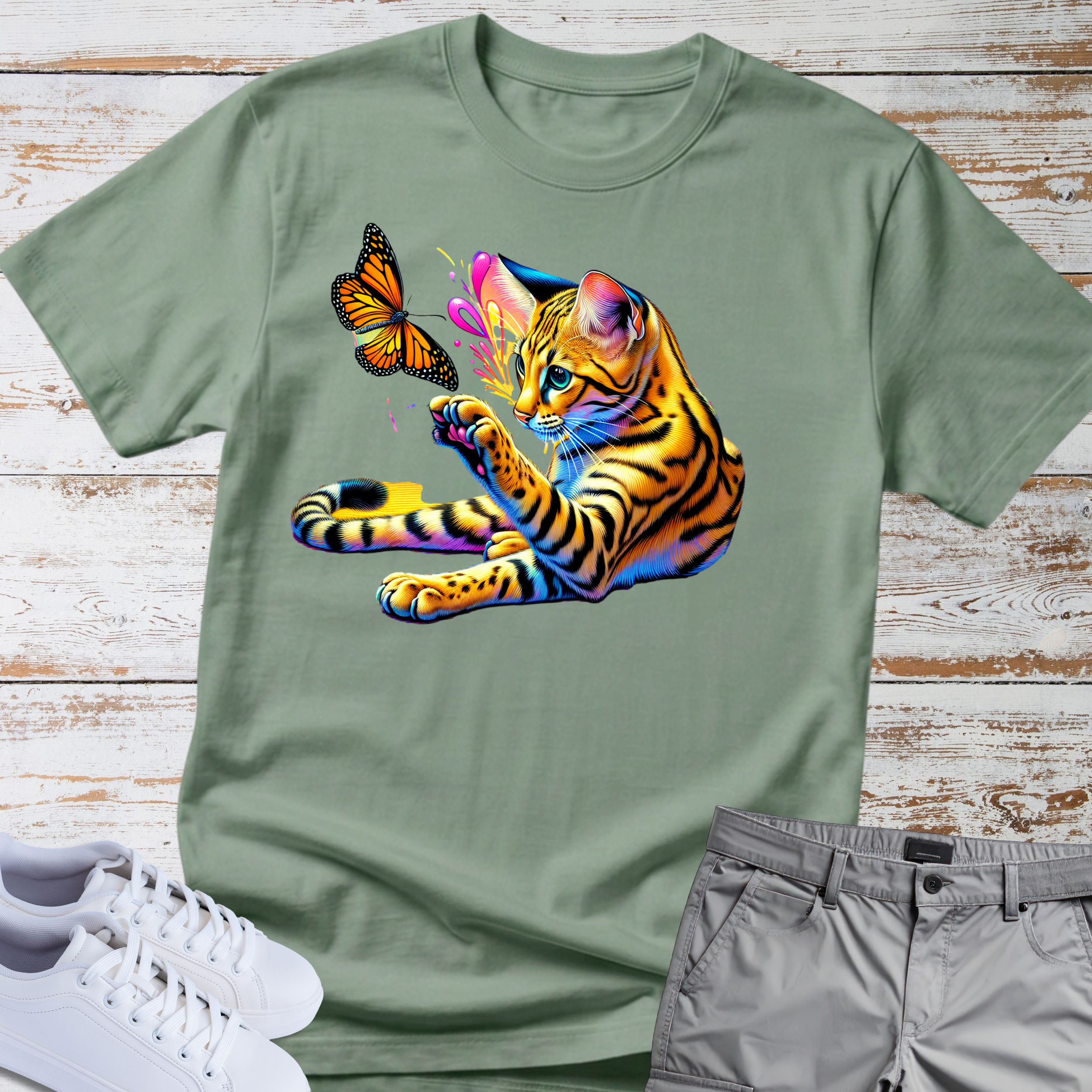 Bengal Cat & Butterfly T-Shirt