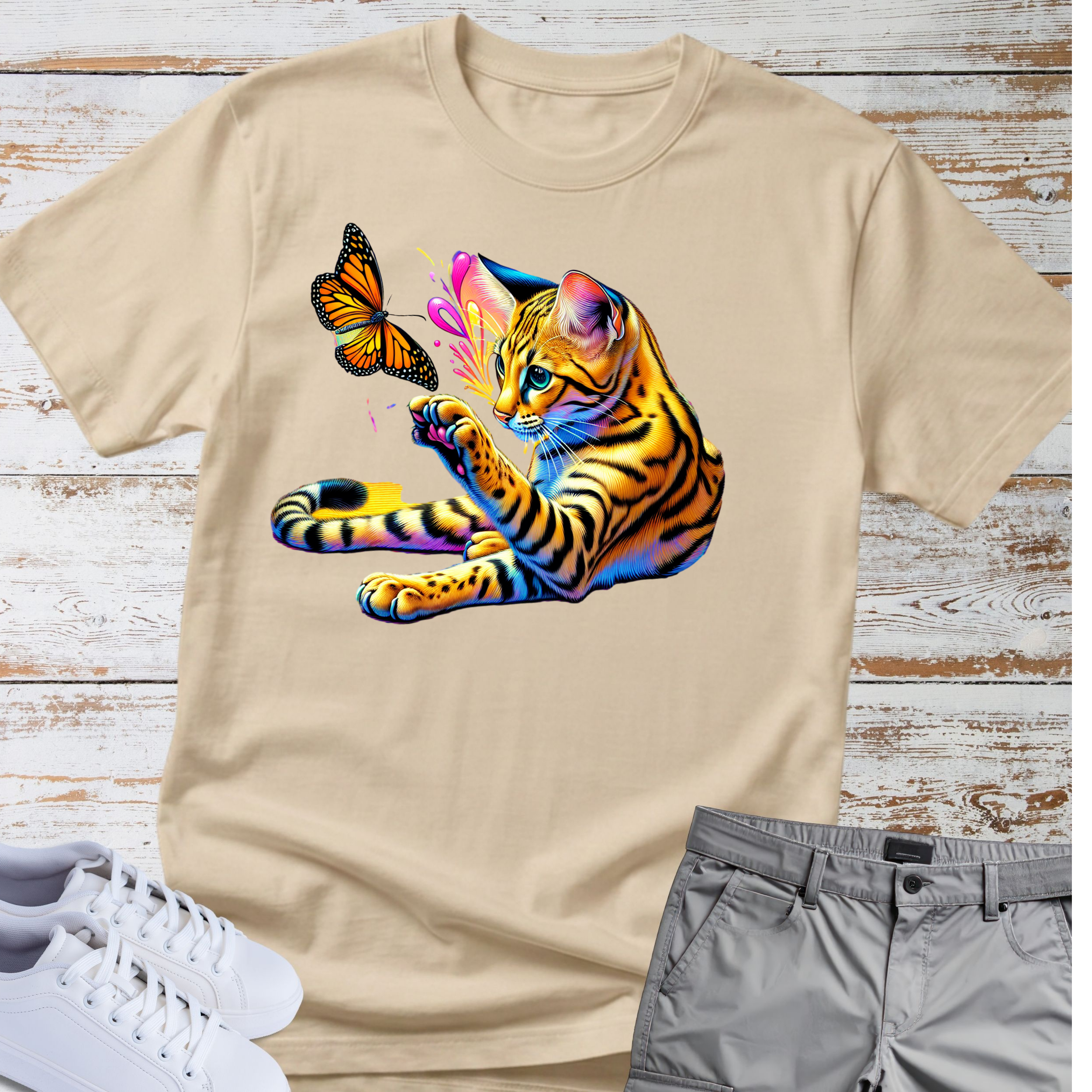 Bengal Cat & Butterfly T-Shirt