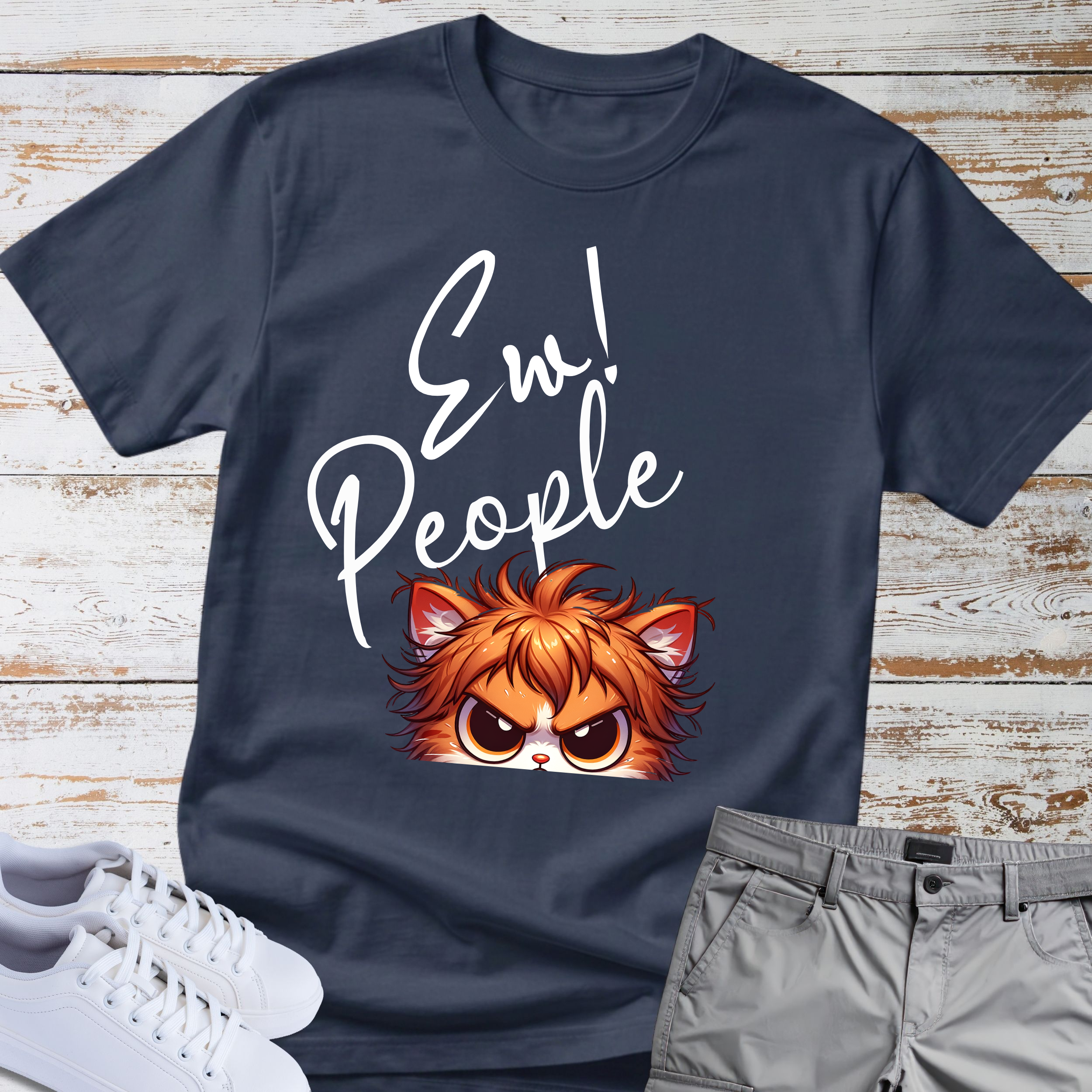 Ew! People Cute Introvert Angry Cat T-Shirt