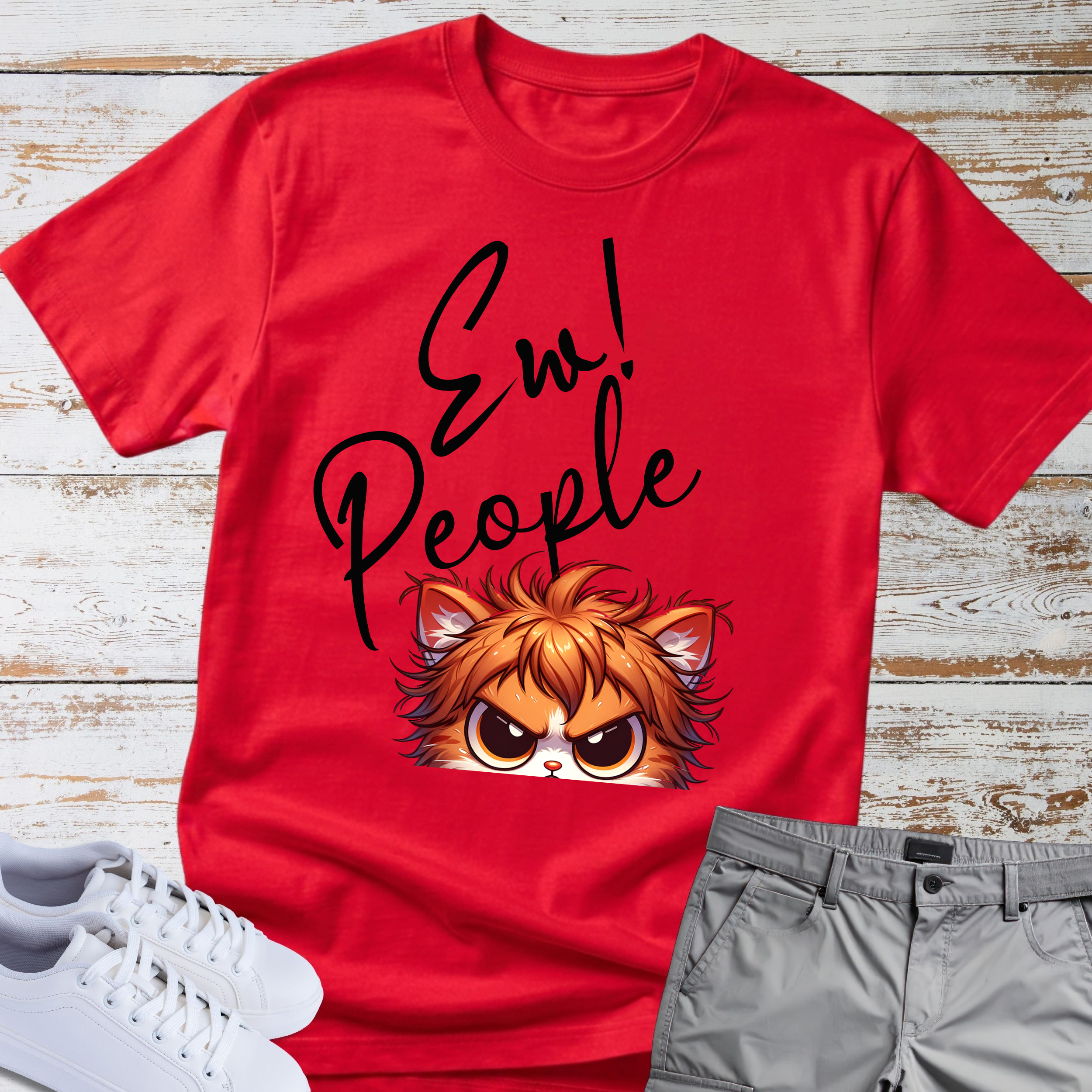 Ew! People Cute Introvert Angry Cat T-Shirt
