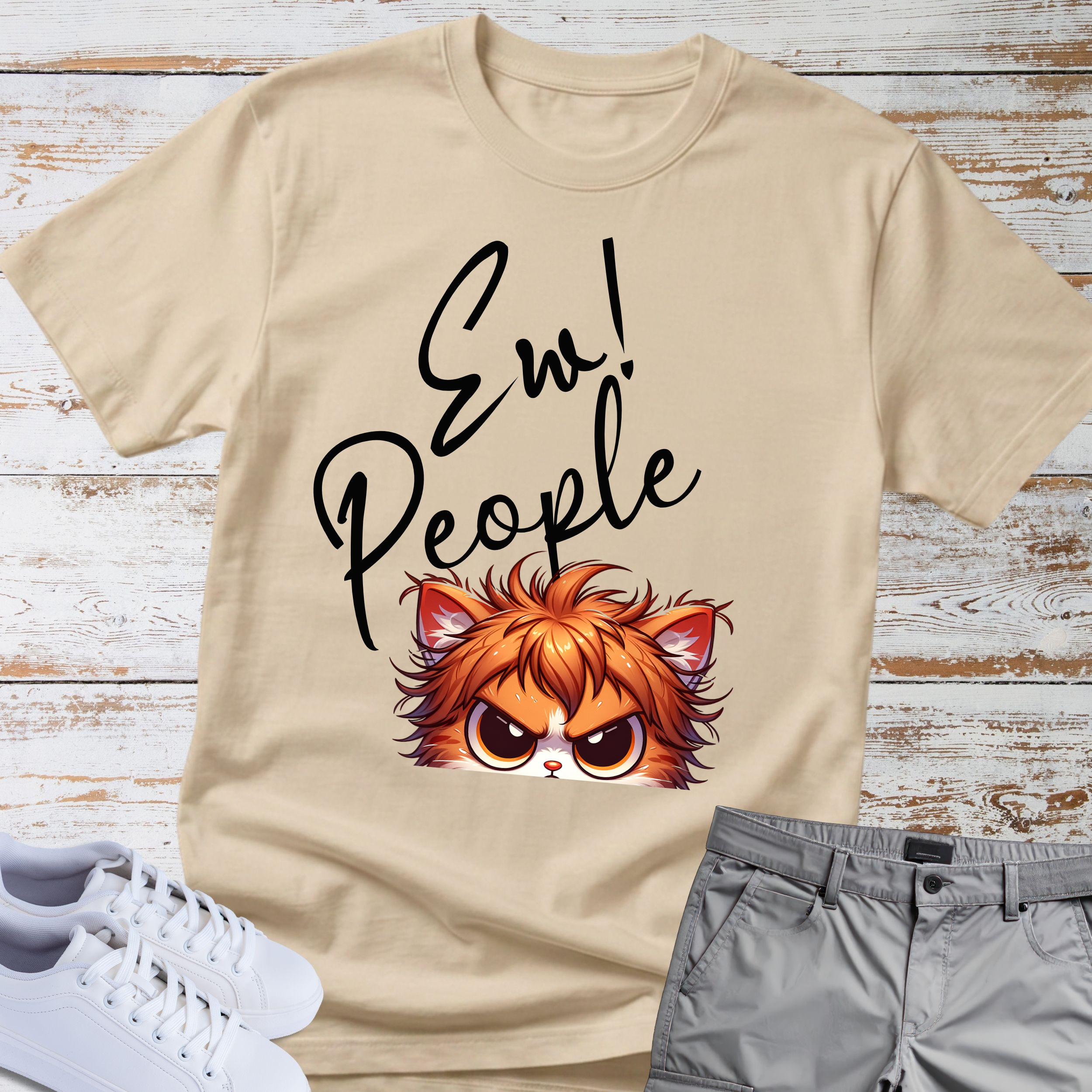 Ew! People Cute Introvert Angry Cat T-Shirt