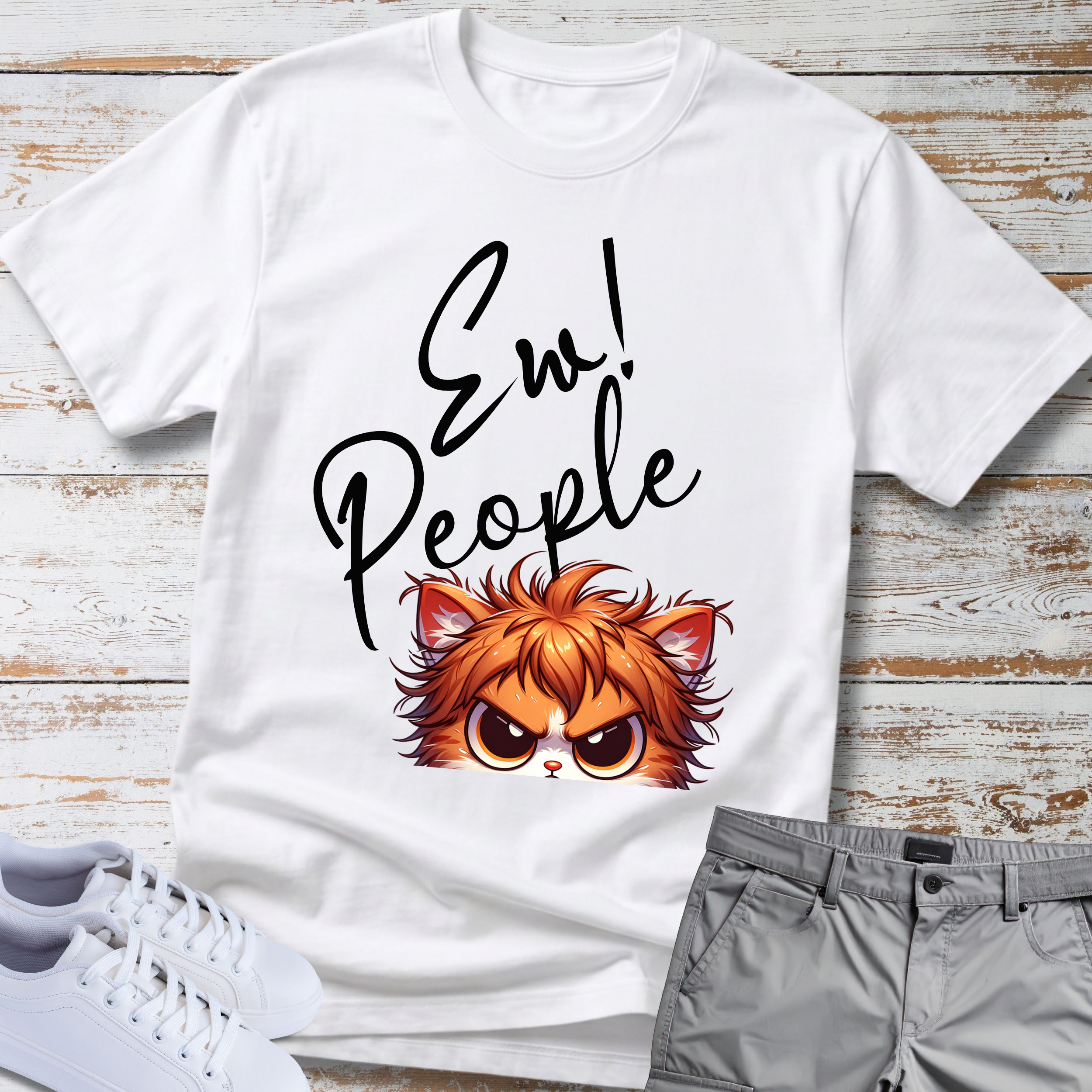 Ew! People Cute Introvert Angry Cat T-Shirt