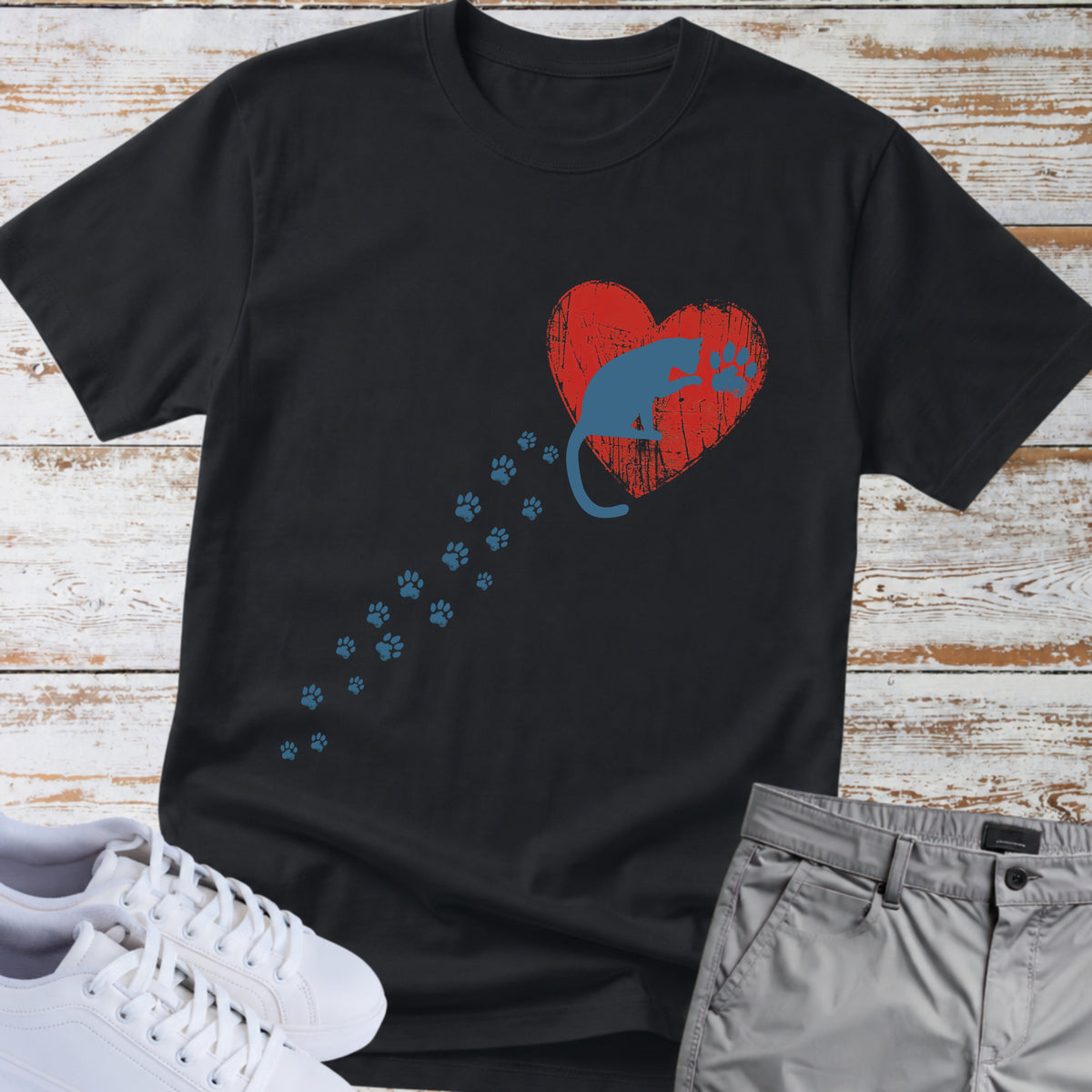 Cat — Pawprints on My Heart Cat Tee