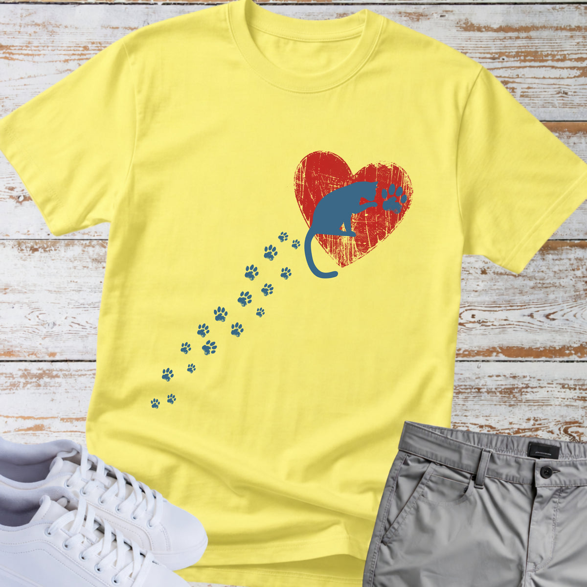 Cat — Pawprints on My Heart Cat Tee