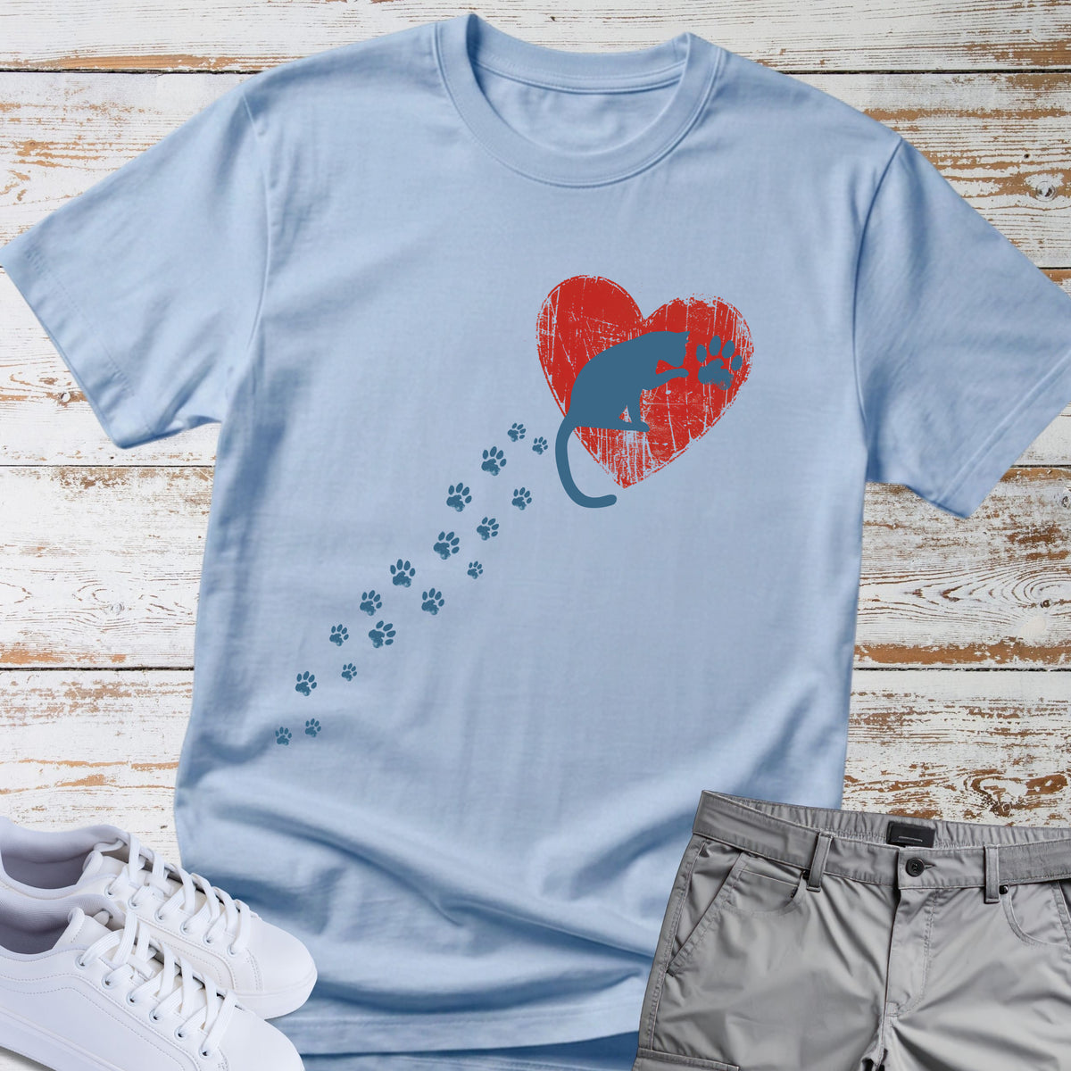 Cat — Pawprints on My Heart Cat Tee