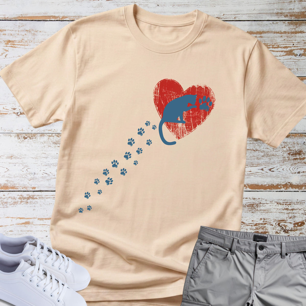 Cat — Pawprints on My Heart Cat Tee