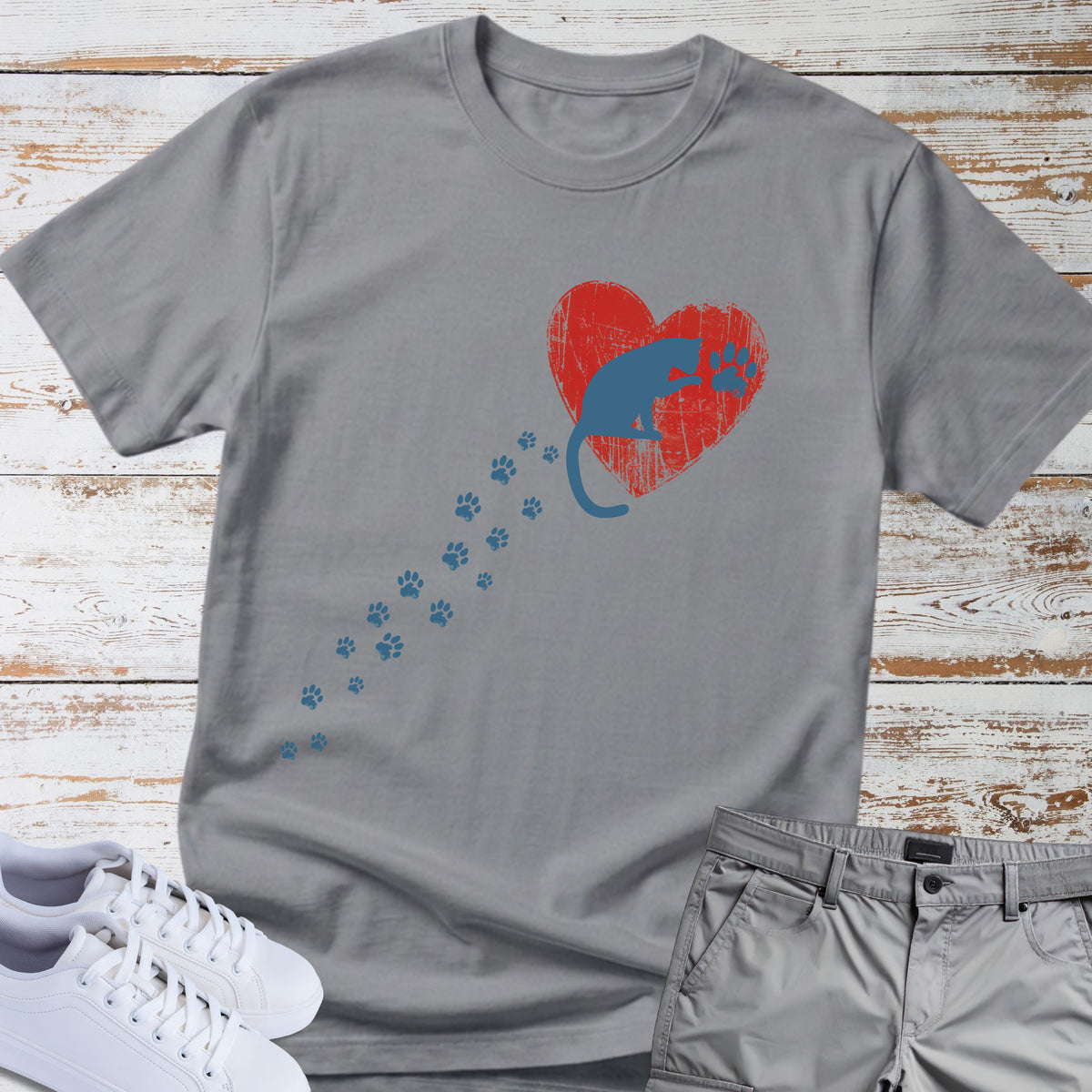 Cat — Pawprints on My Heart Cat Tee