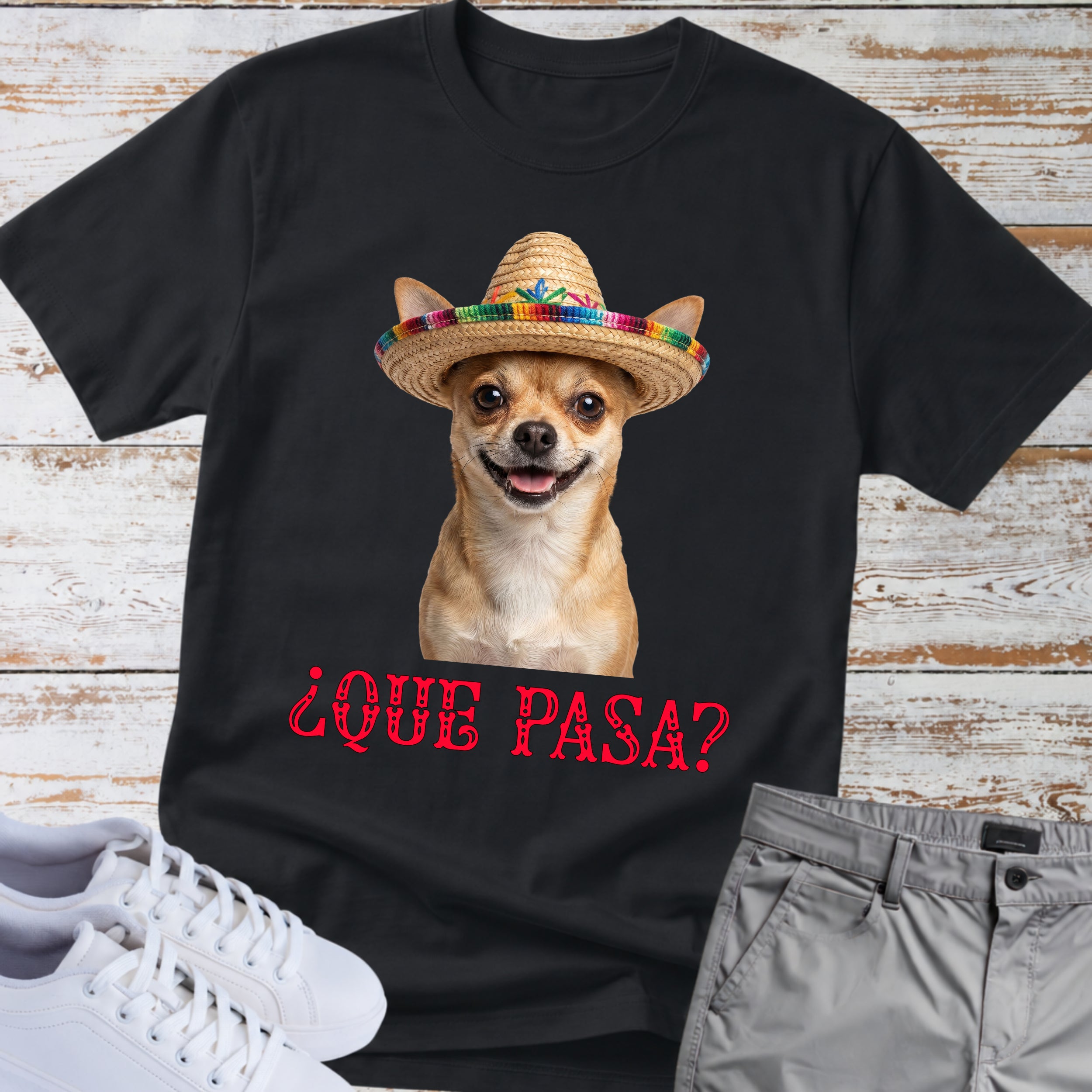 Que Pasa? Fiesta Chihuahua Sombrero T-Shirt