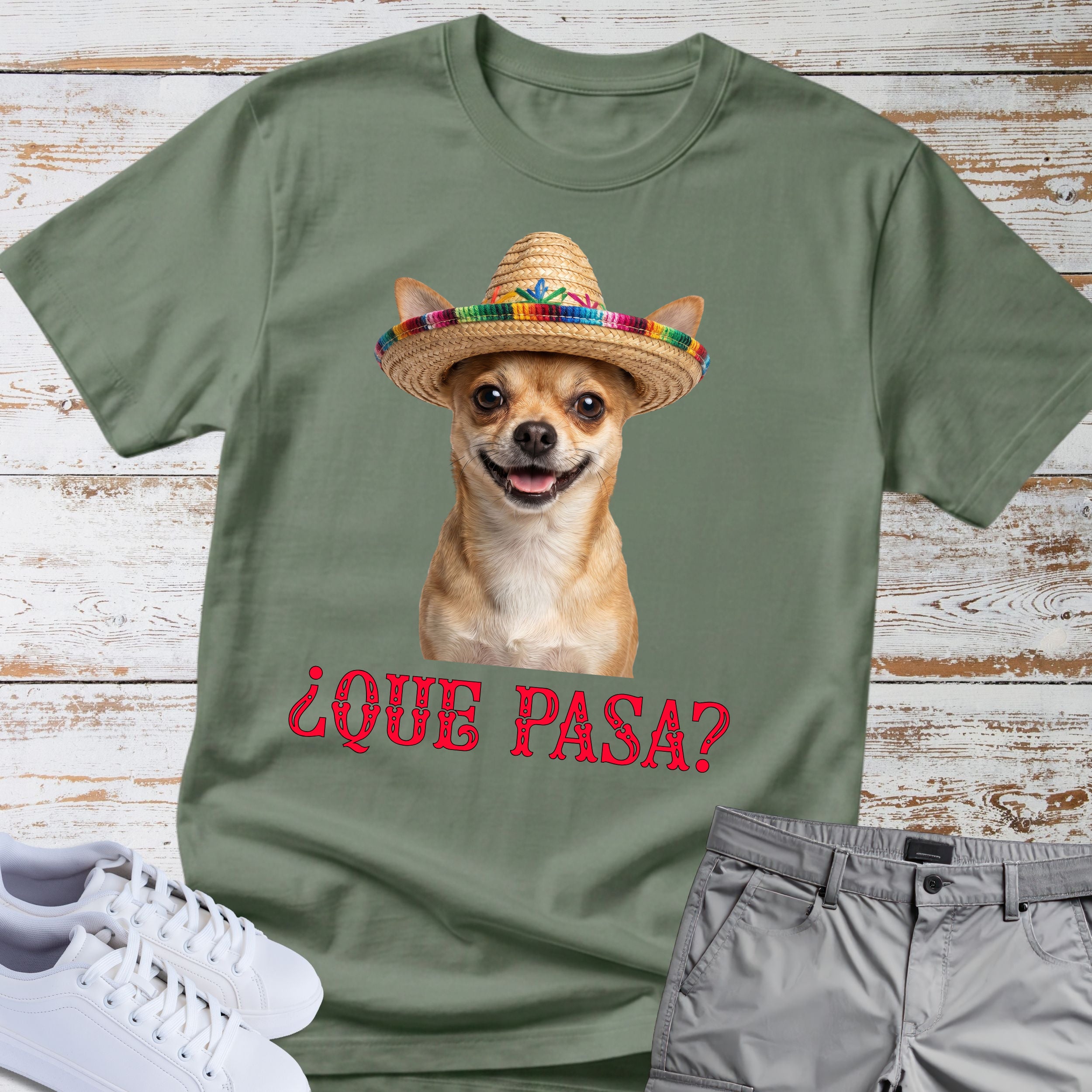 Que Pasa? Fiesta Chihuahua Sombrero T-Shirt