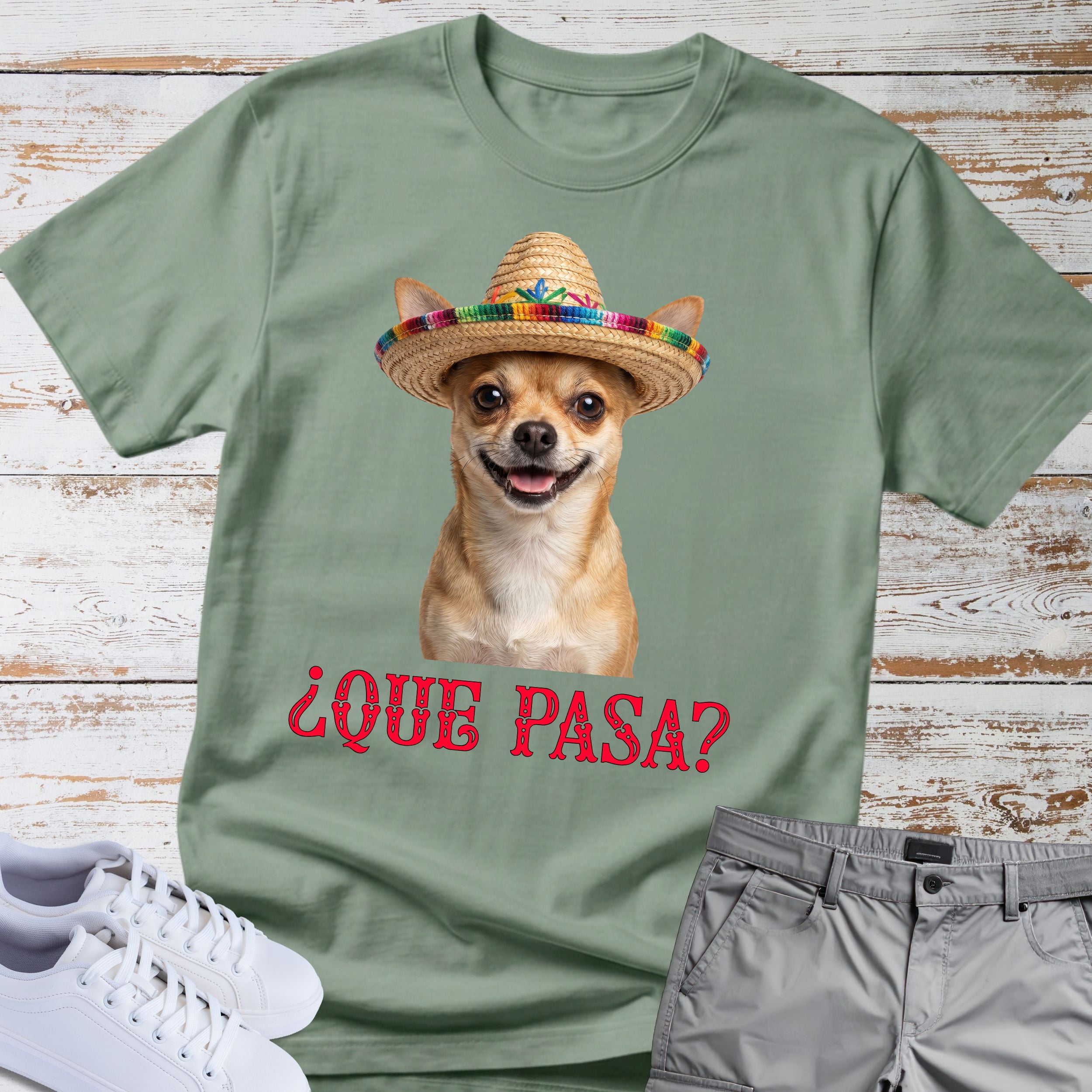 Que Pasa? Fiesta Chihuahua Sombrero T-Shirt