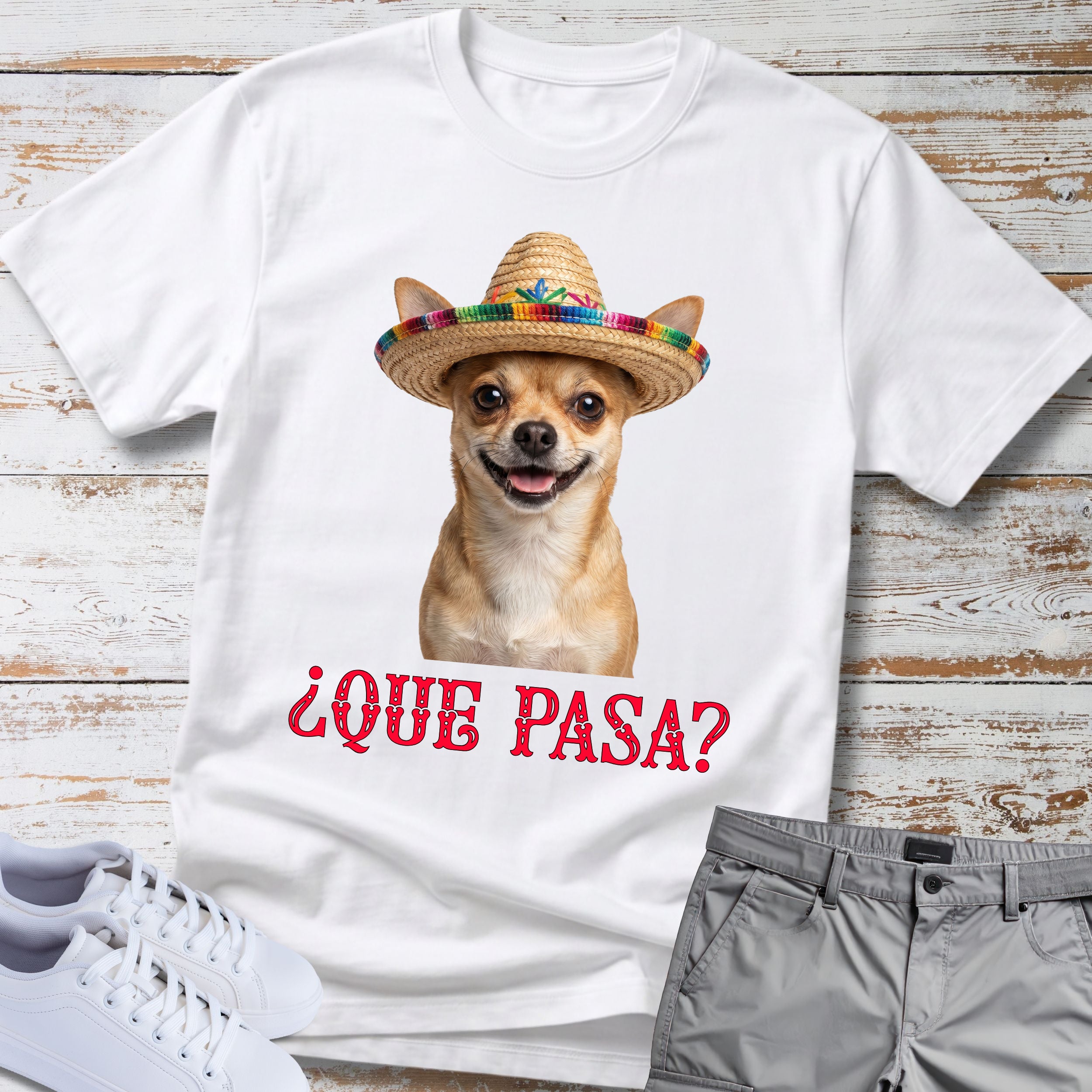 Que Pasa? Fiesta Chihuahua Sombrero T-Shirt