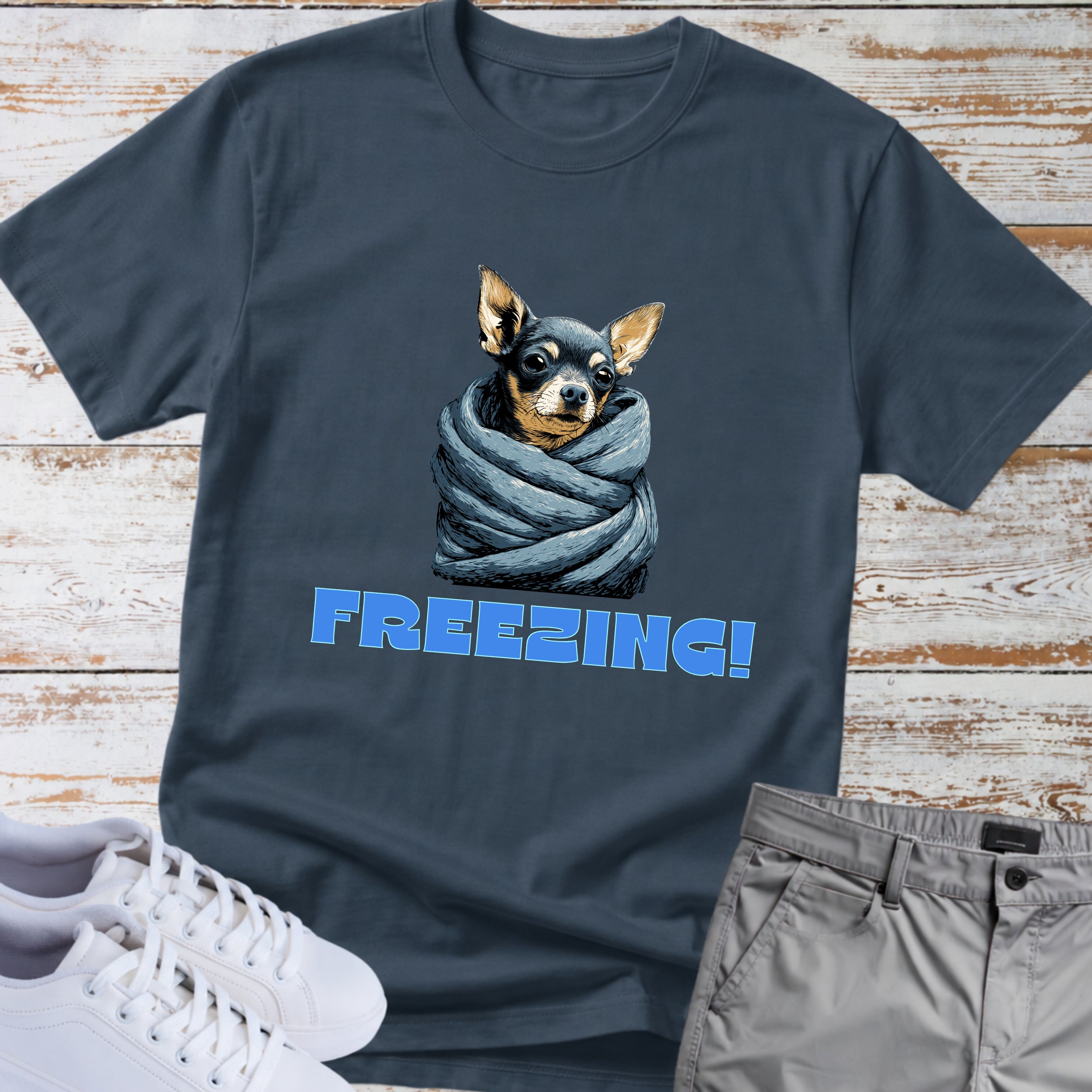 Freezing Blanket Burrito Chihuahua T-Shirt