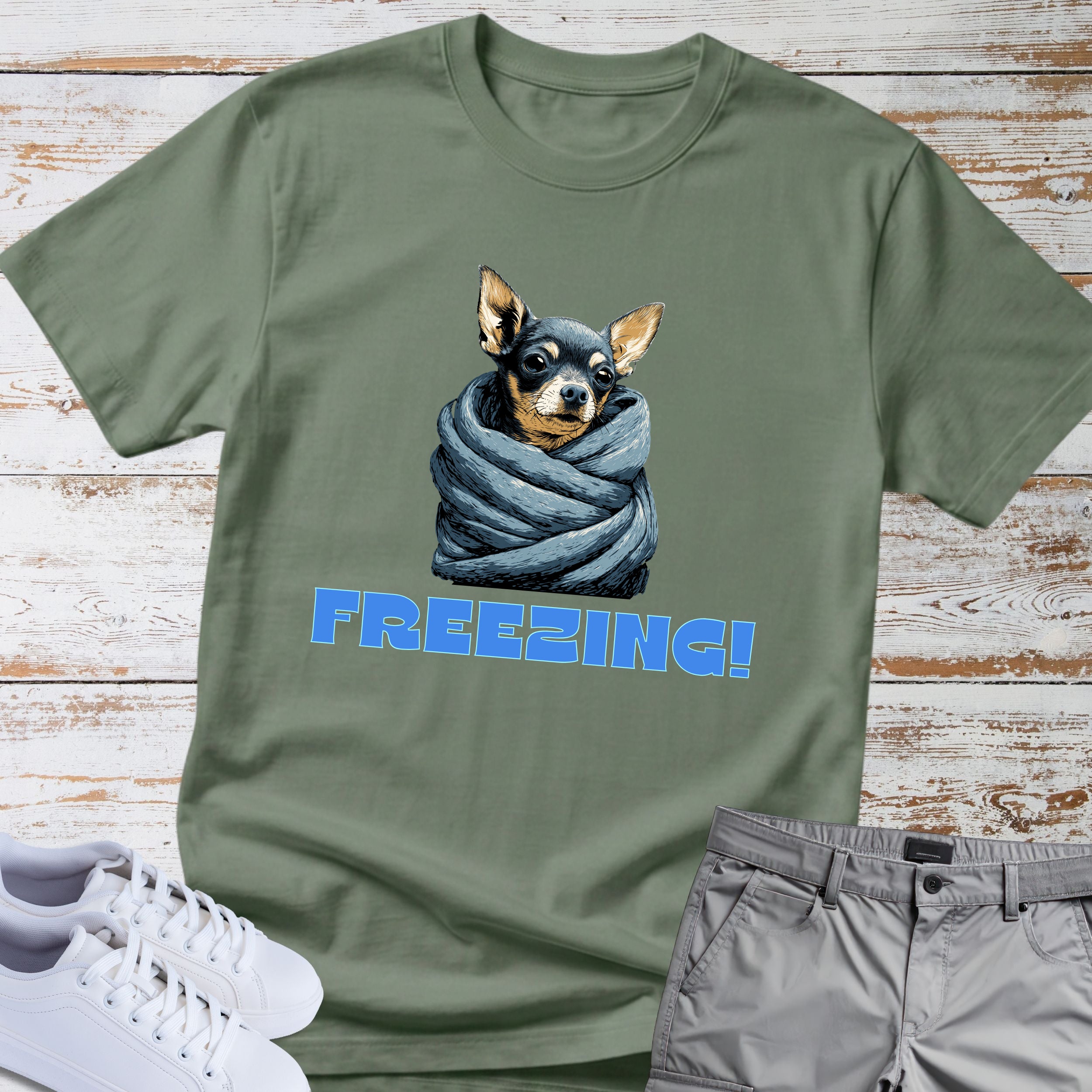 Freezing Blanket Burrito Chihuahua T-Shirt