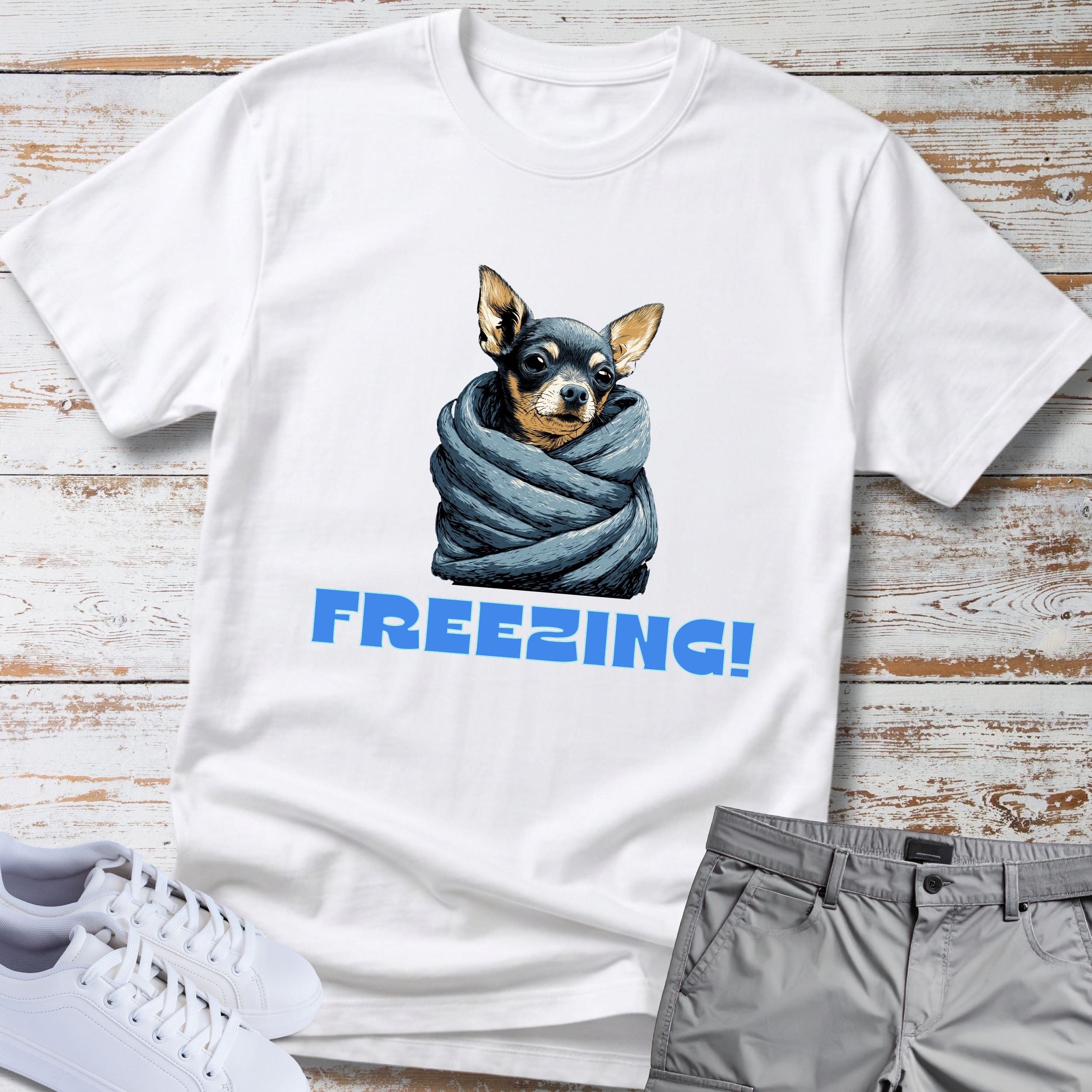 Freezing Blanket Burrito Chihuahua T-Shirt