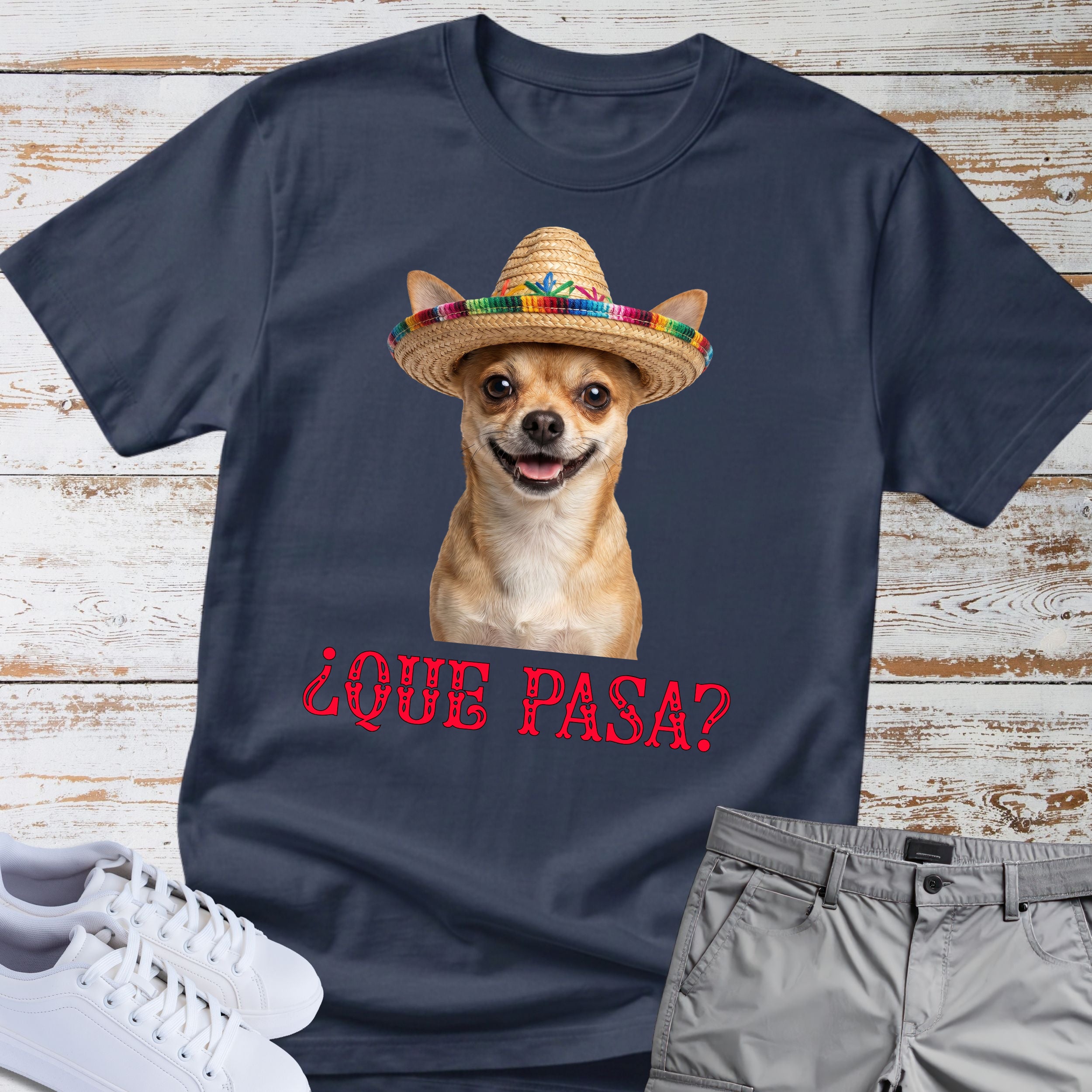 Que Pasa? Fiesta Chihuahua Sombrero T-Shirt
