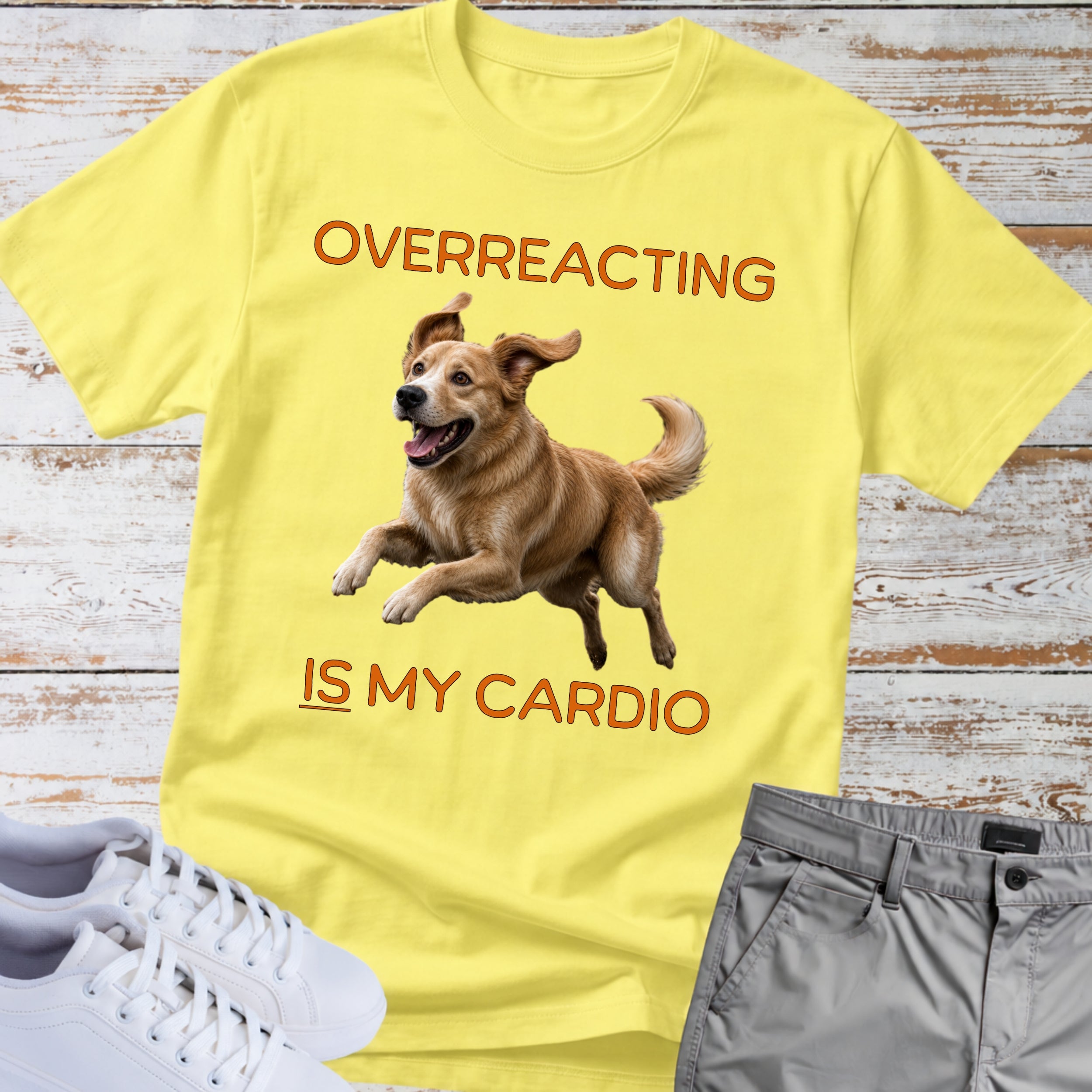 Golden Retriever "Overreacting Is My Cardio" T-Shirt