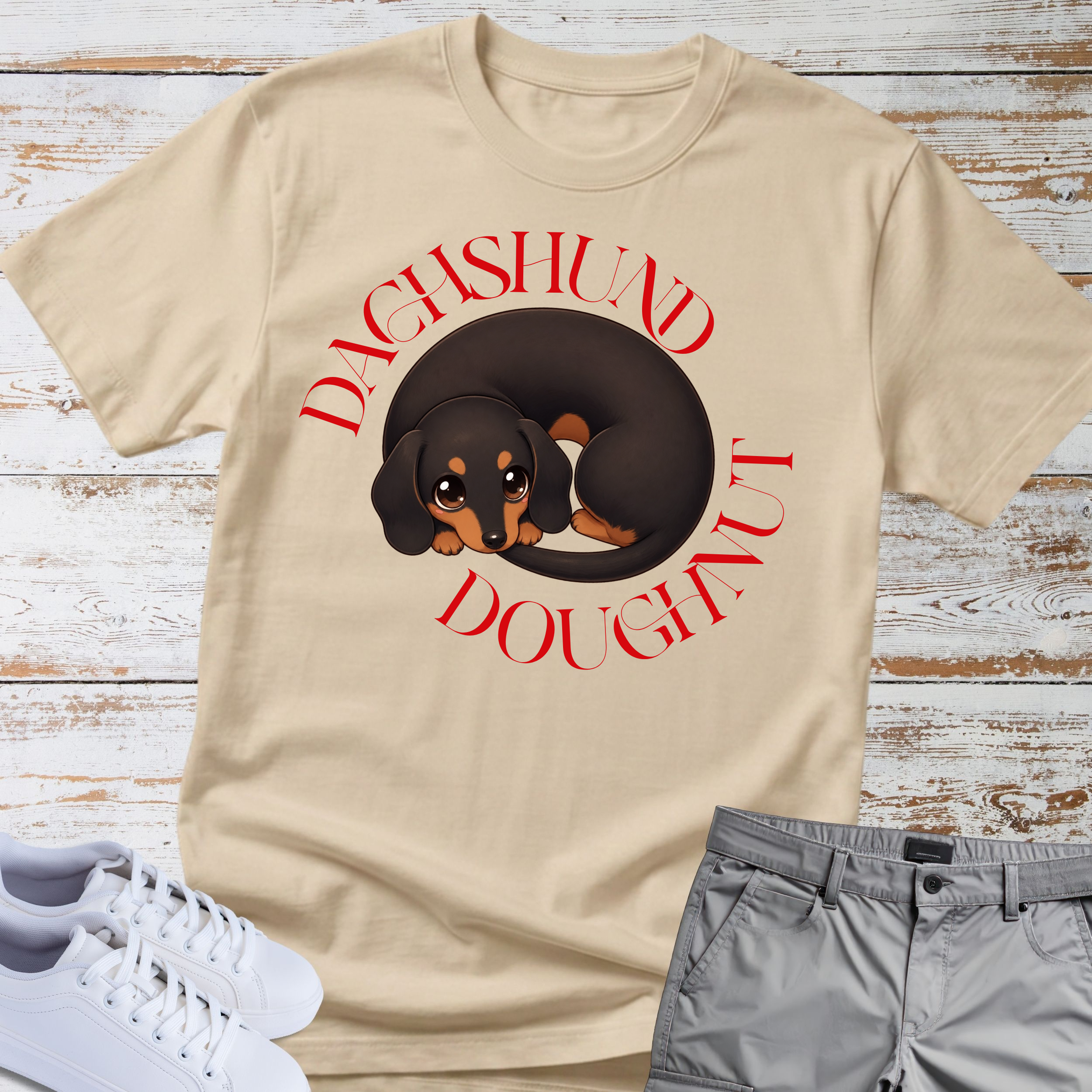 Sleeping Dachshund Doughnut T-Shirt