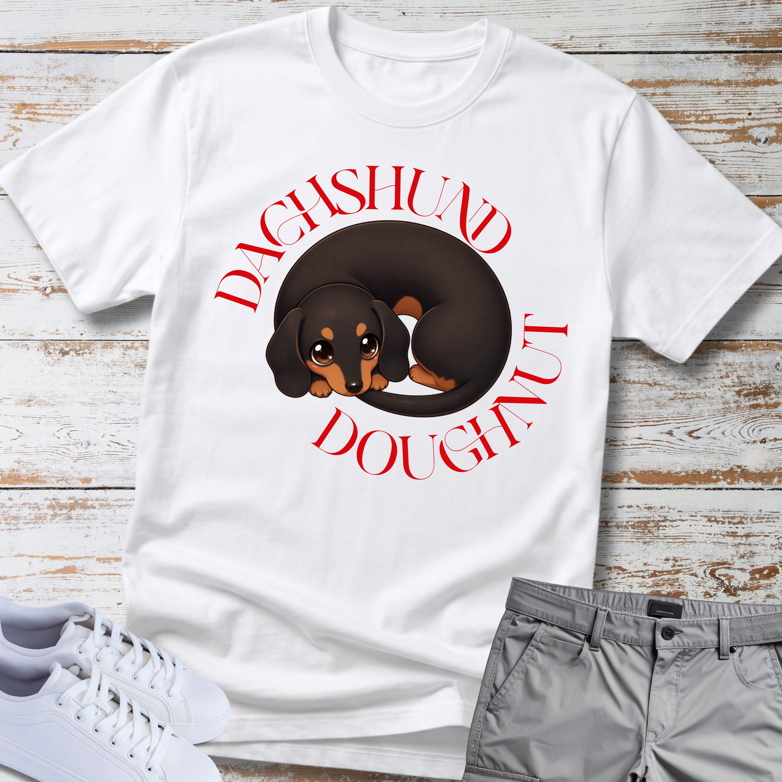 Sleeping Dachshund Doughnut T-Shirt