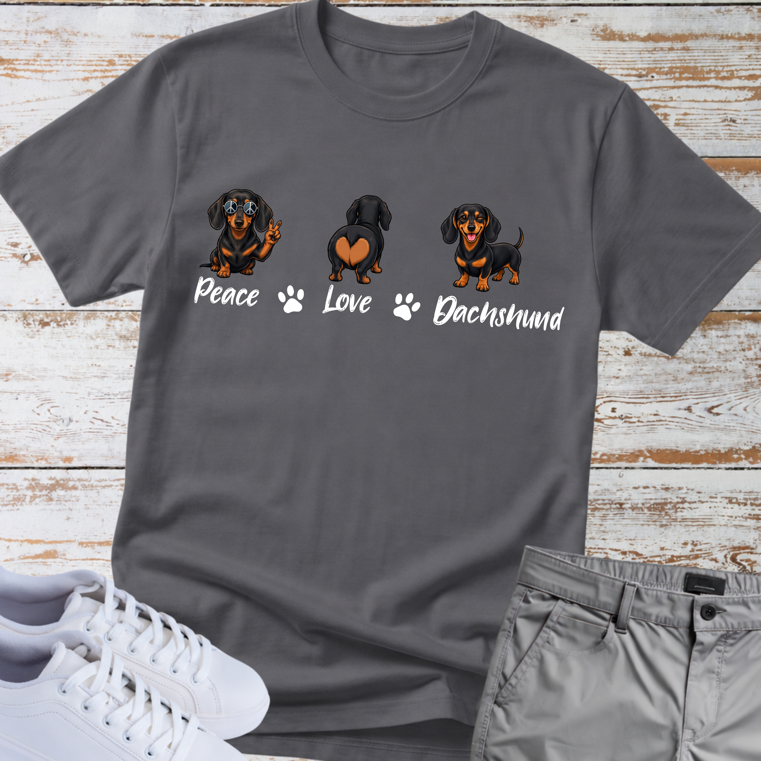 Peace Love Dachshund T-Shirt