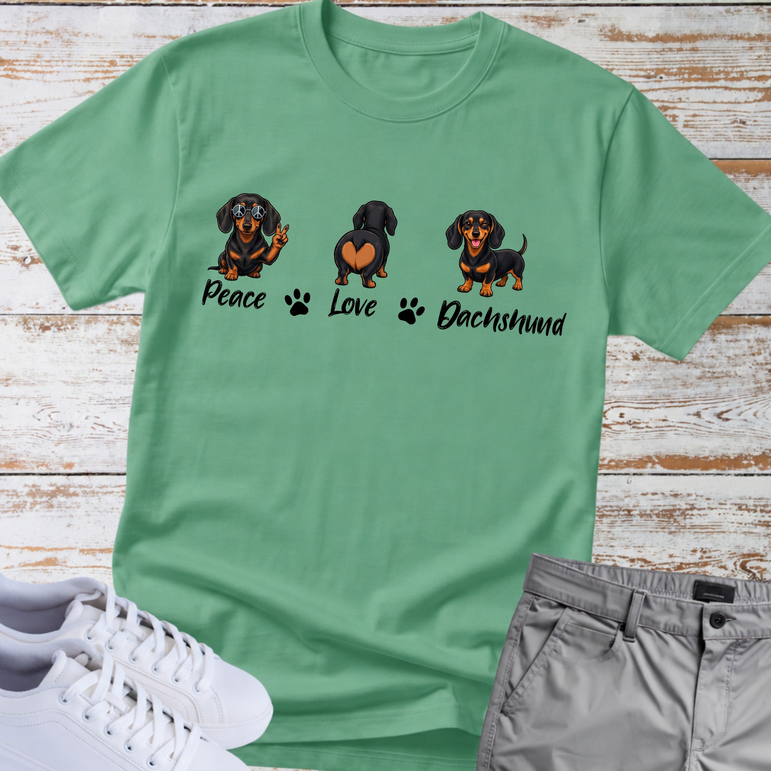 Peace Love Dachshund T-Shirt
