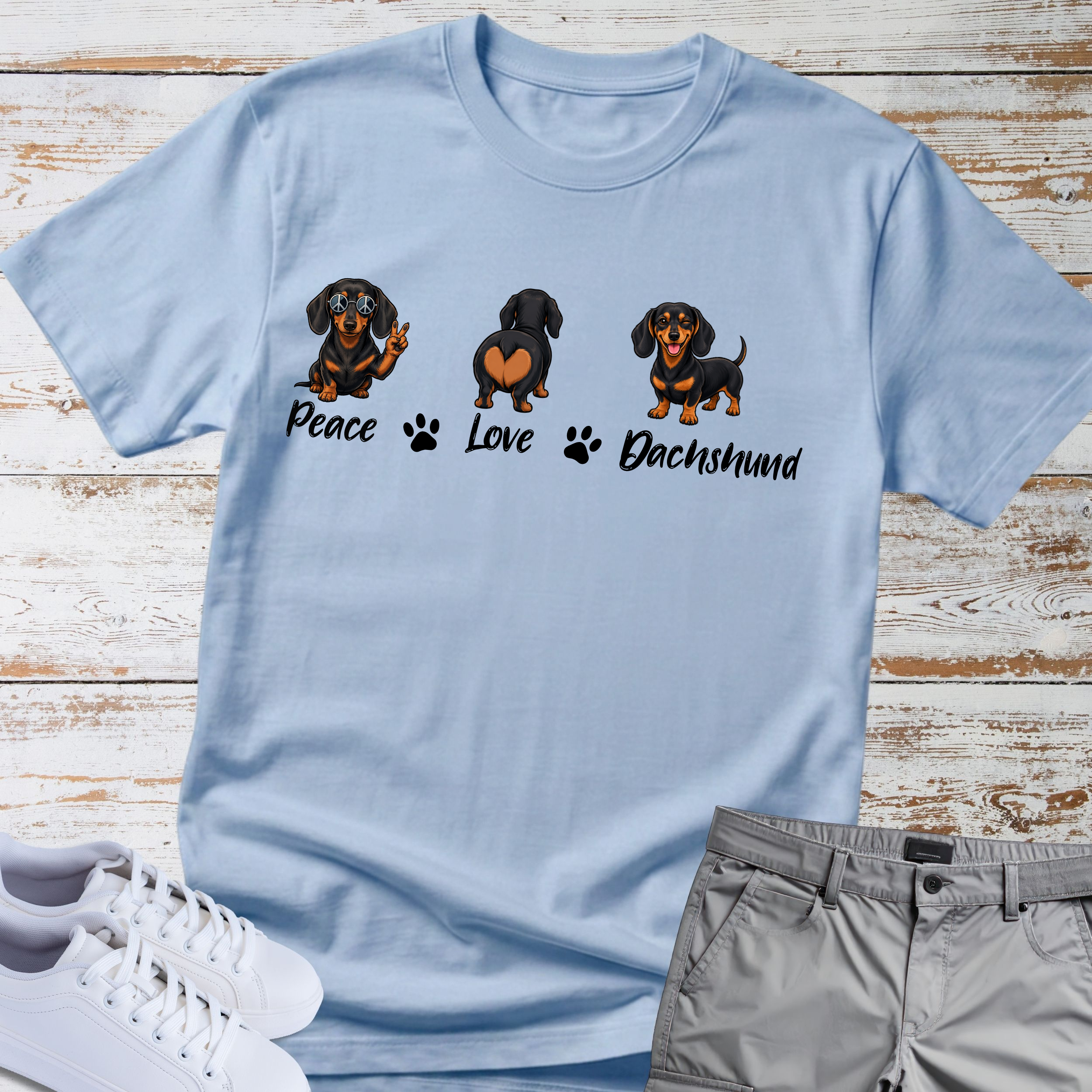 Peace Love Dachshund T-Shirt