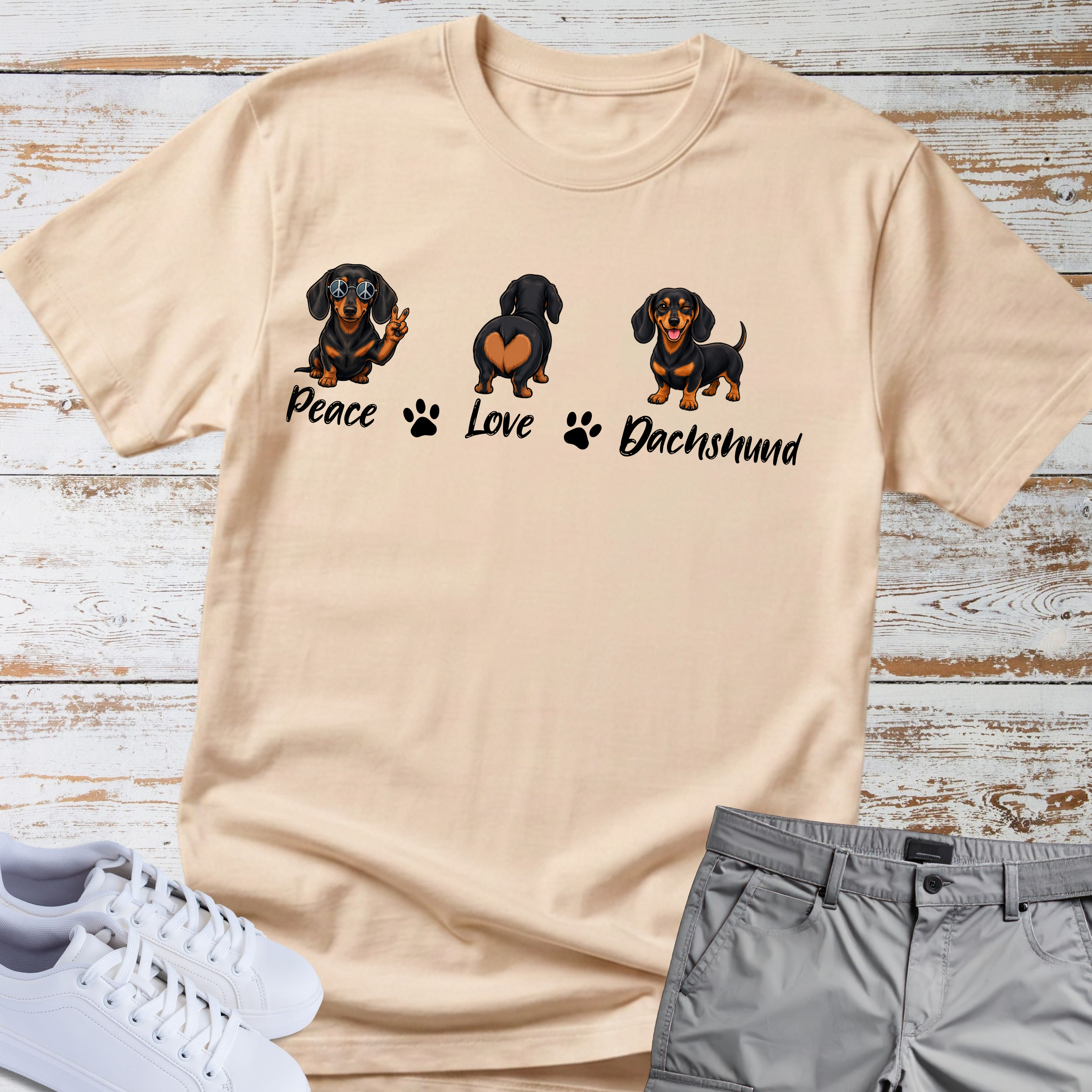 Peace Love Dachshund T-Shirt