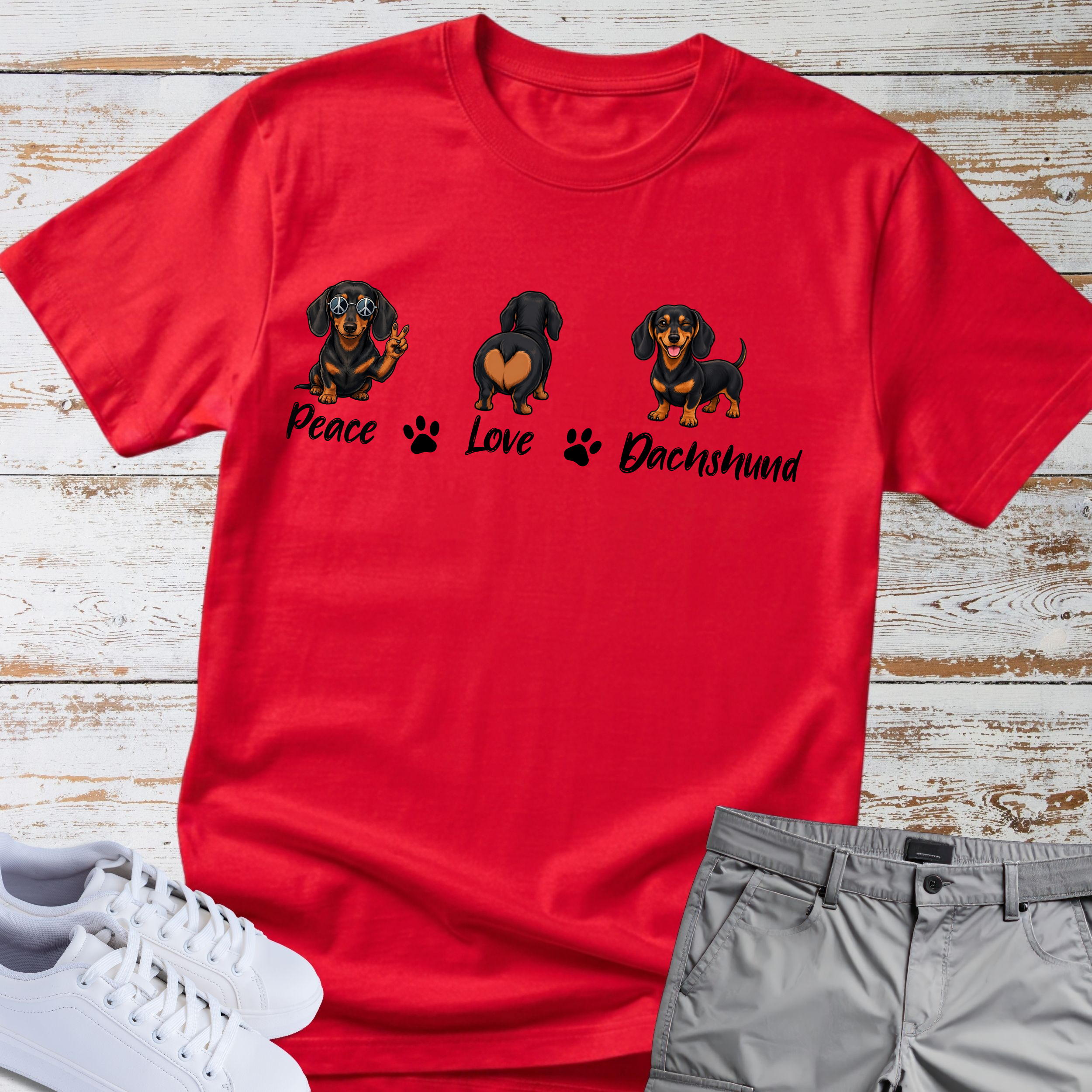 Peace Love Dachshund T-Shirt