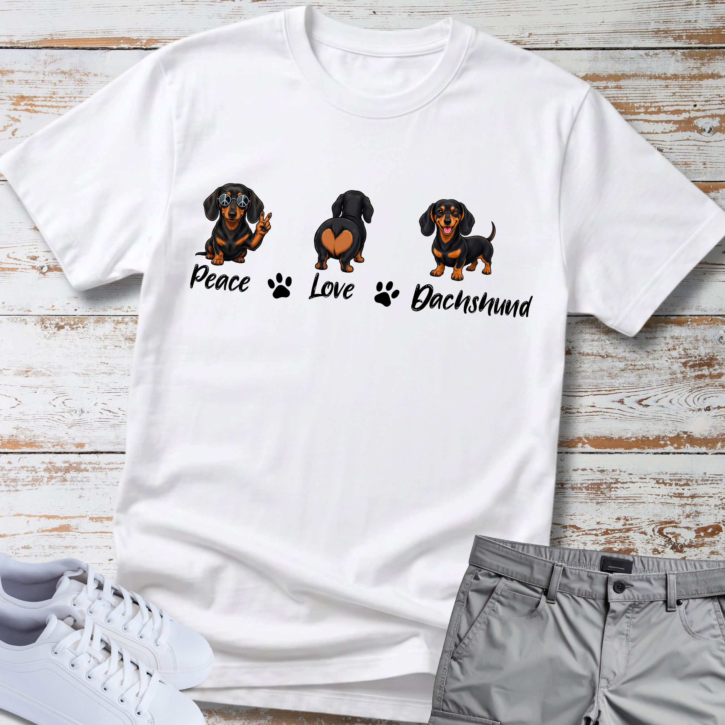 Peace Love Dachshund T-Shirt