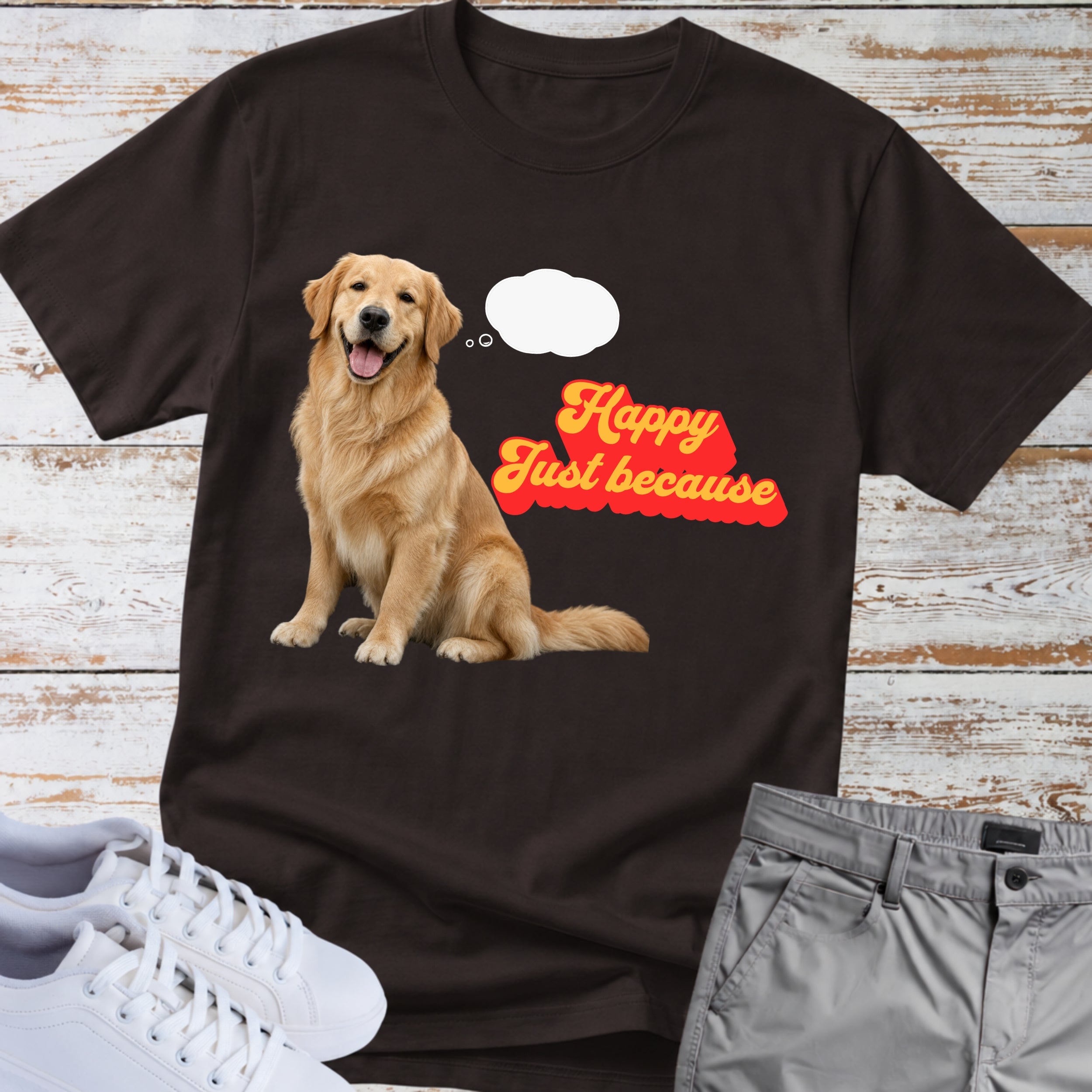Golden Retriever "Happy Just Because" T-Shirt