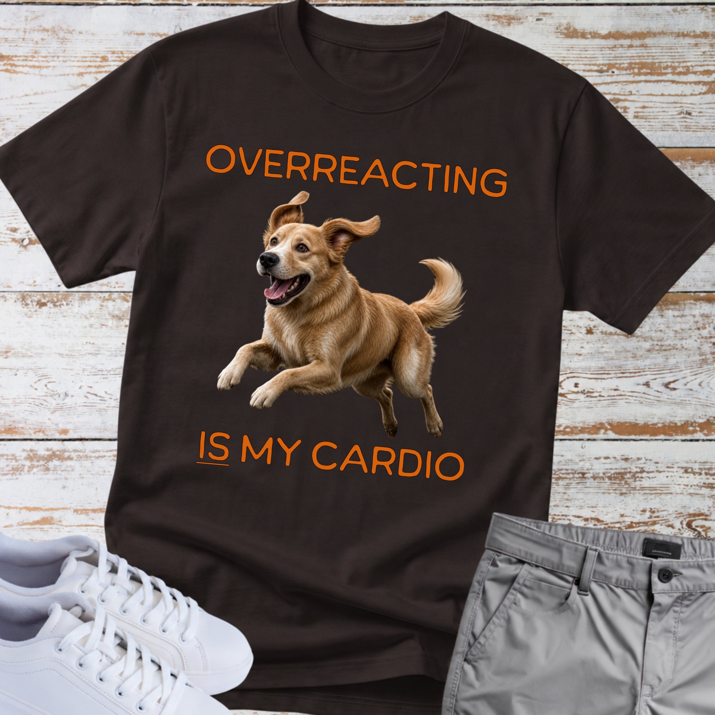 Golden Retriever "Overreacting Is My Cardio" T-Shirt