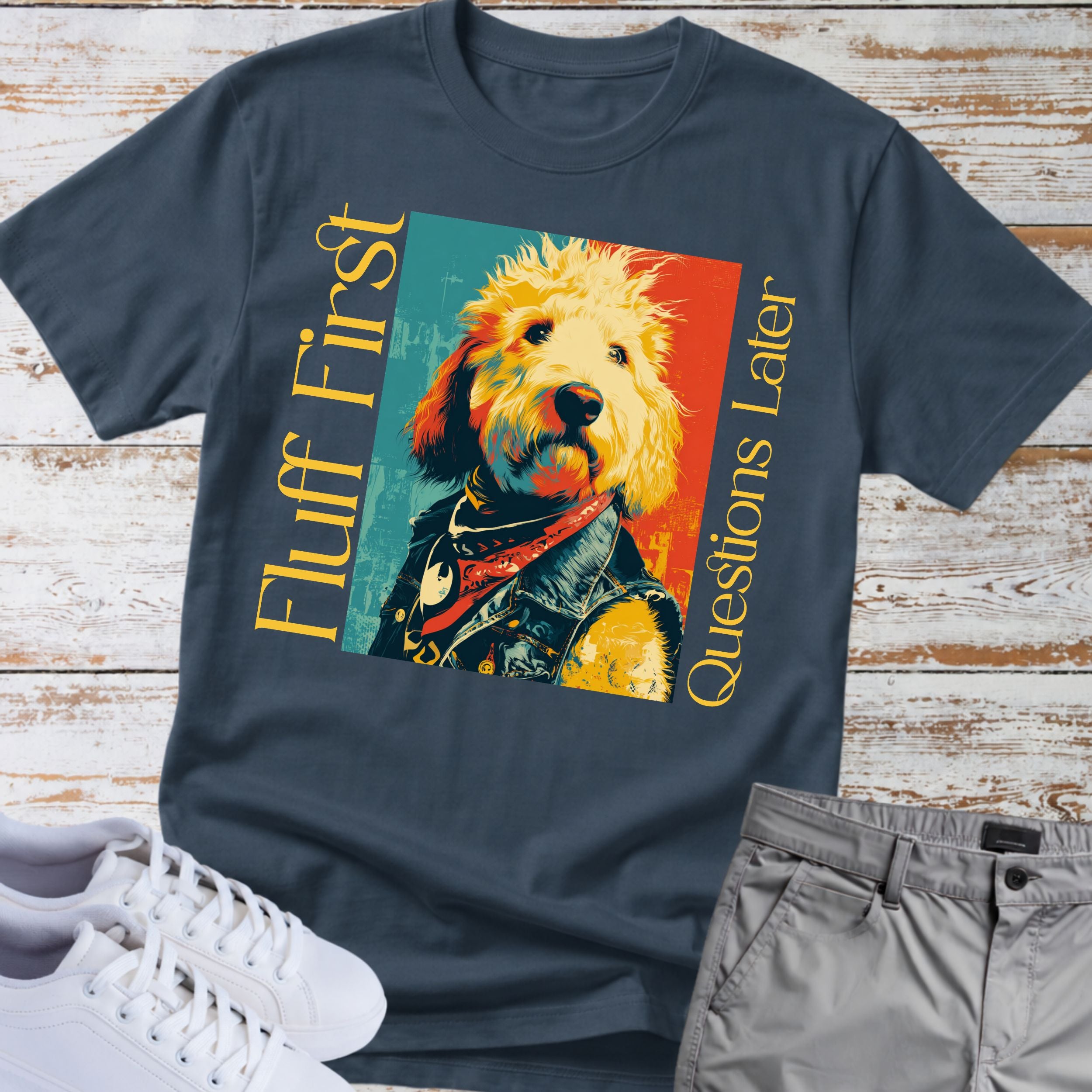 Goldendoodle Fluff First Questions Later T-shirt