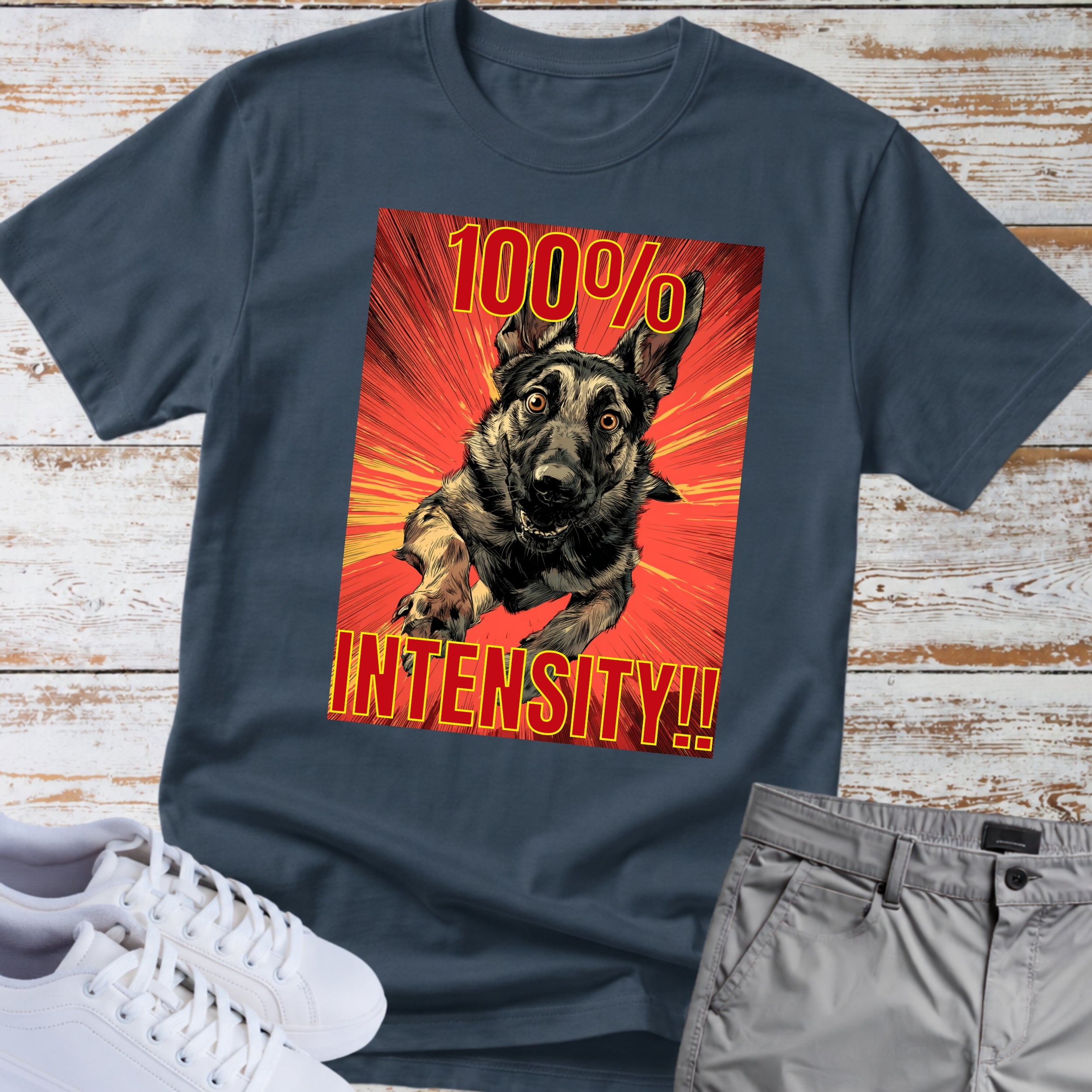 German Shepherd Bold Retro 100% Intensity T-Shirt
