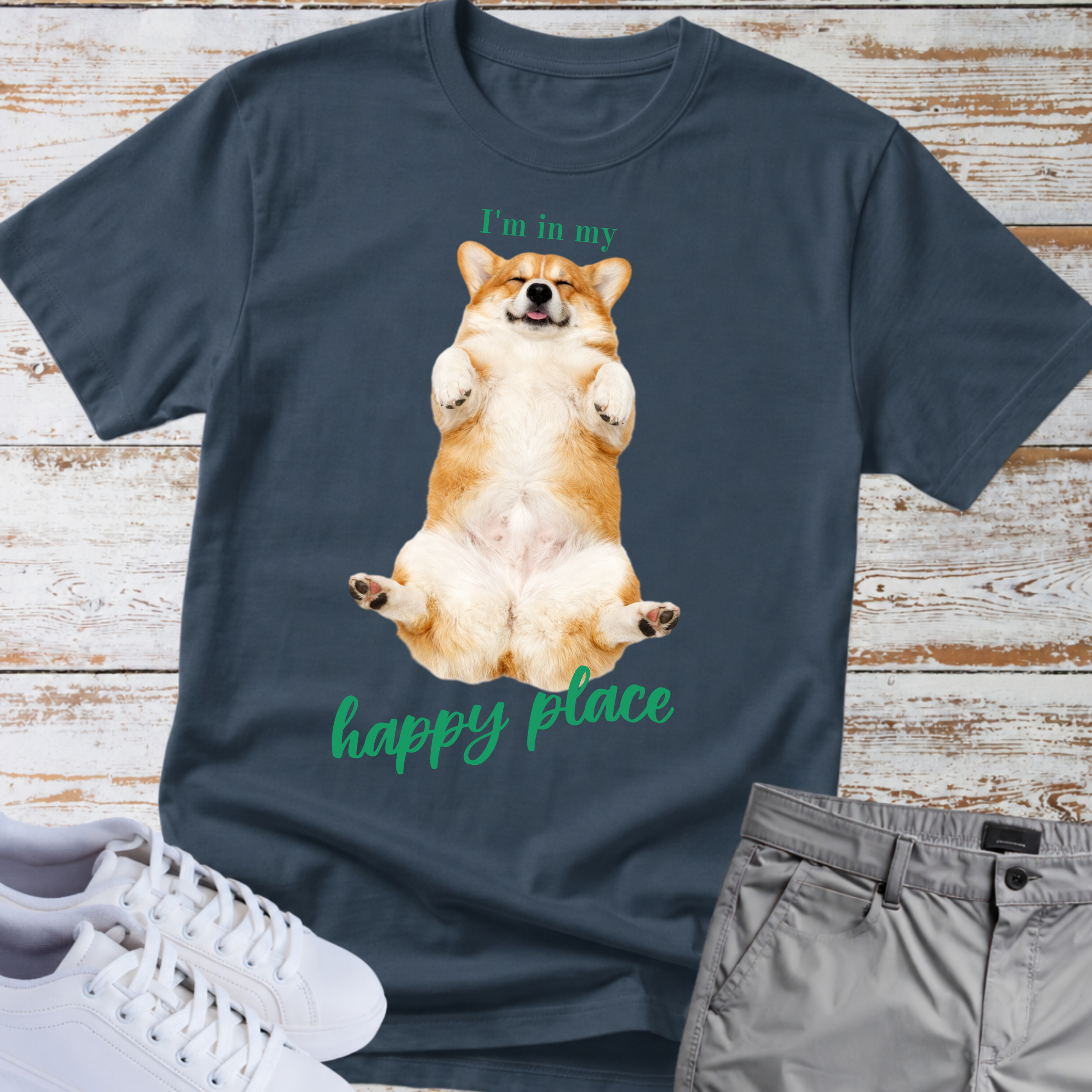 Corgi "I'm in my happy place" T-Shirt