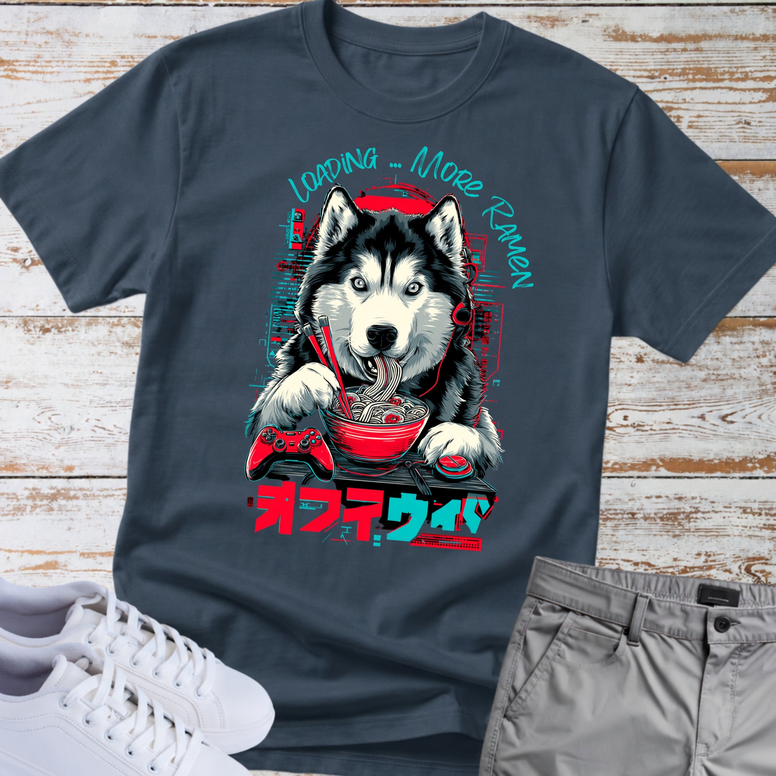 Gaming Siberian Husky Ramen T-Shirt
