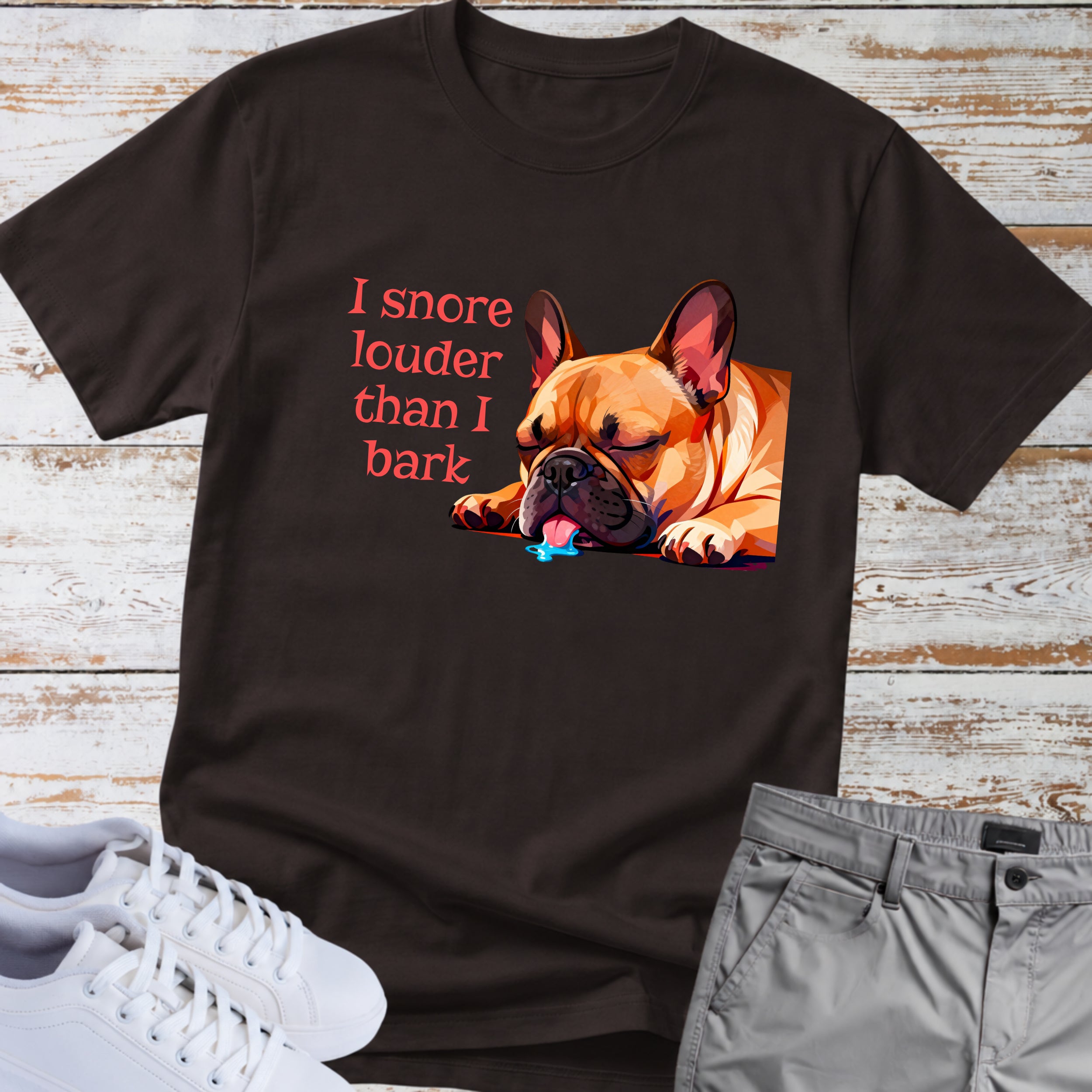 I Snore Louder Than I Bark French Bulldog T-Shirt