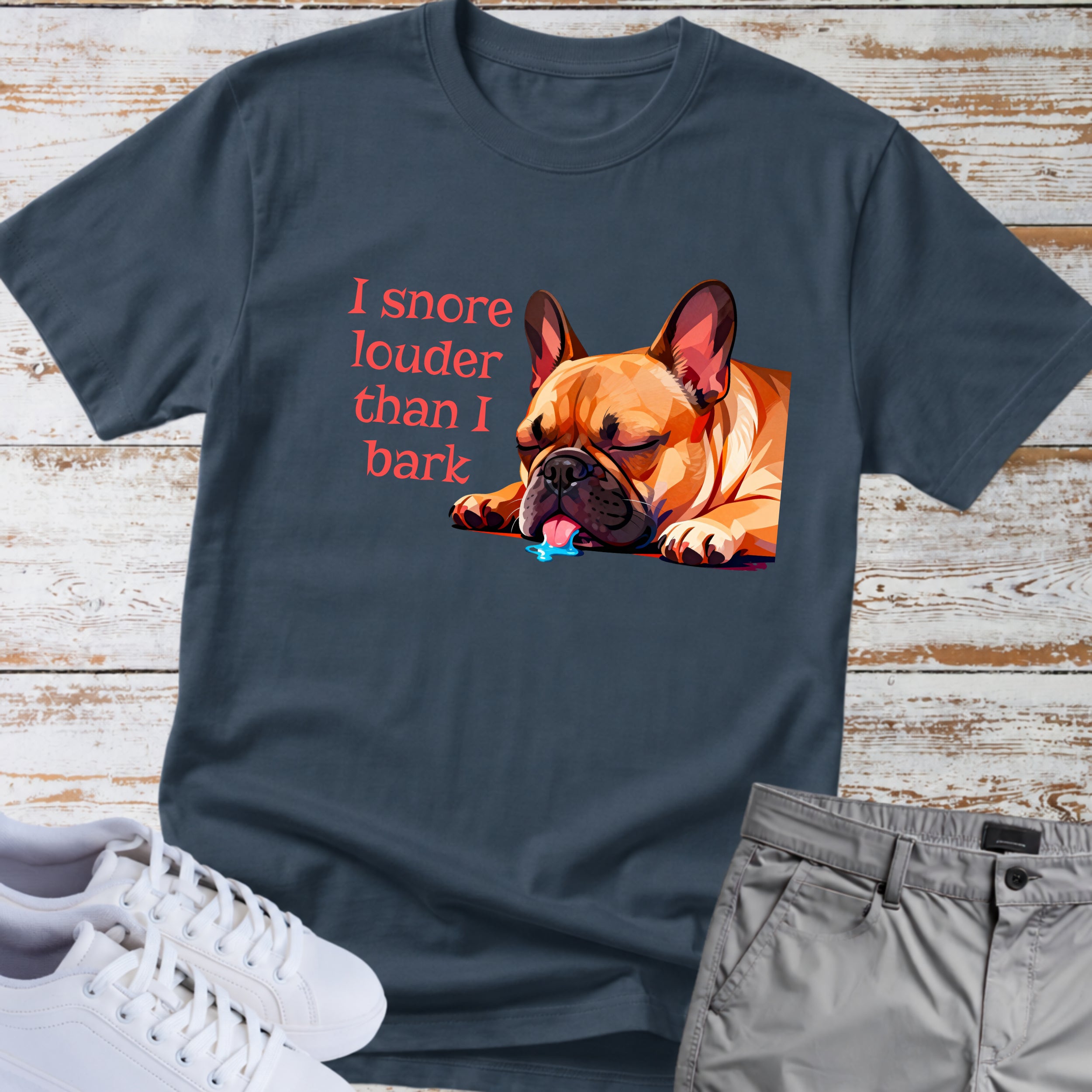 I Snore Louder Than I Bark French Bulldog T-Shirt