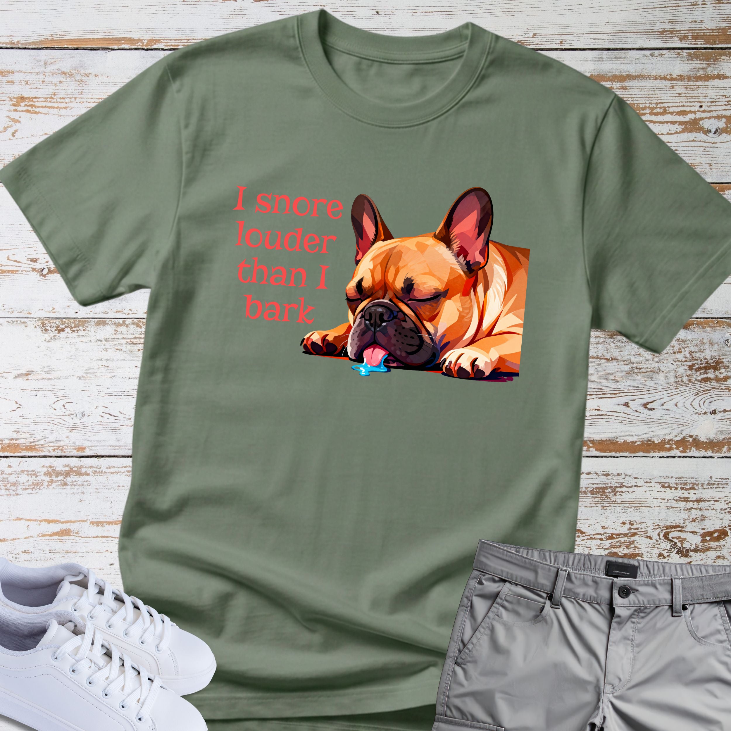 I Snore Louder Than I Bark French Bulldog T-Shirt